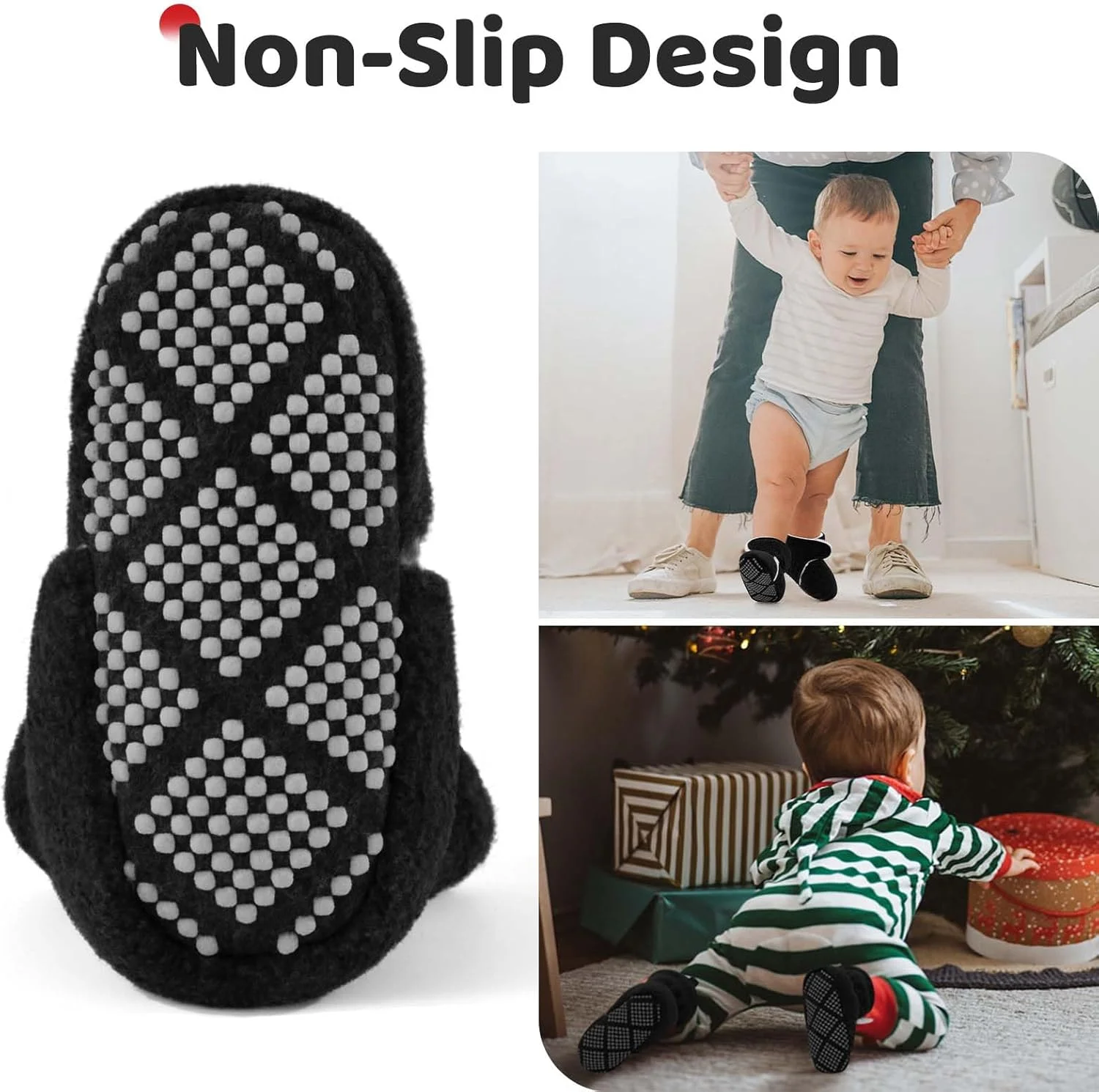 پاپوش نوزادی پشمی Pro Goleem، جوراب روفرشی گرم و نرم نوزاد، کفش جورابی که به راحتی پوشیده می شود، بوت های نوزادی ضد لغزش و قابل تنظیم، هدیه ای مناسب برای نوزادان دختر و پسر