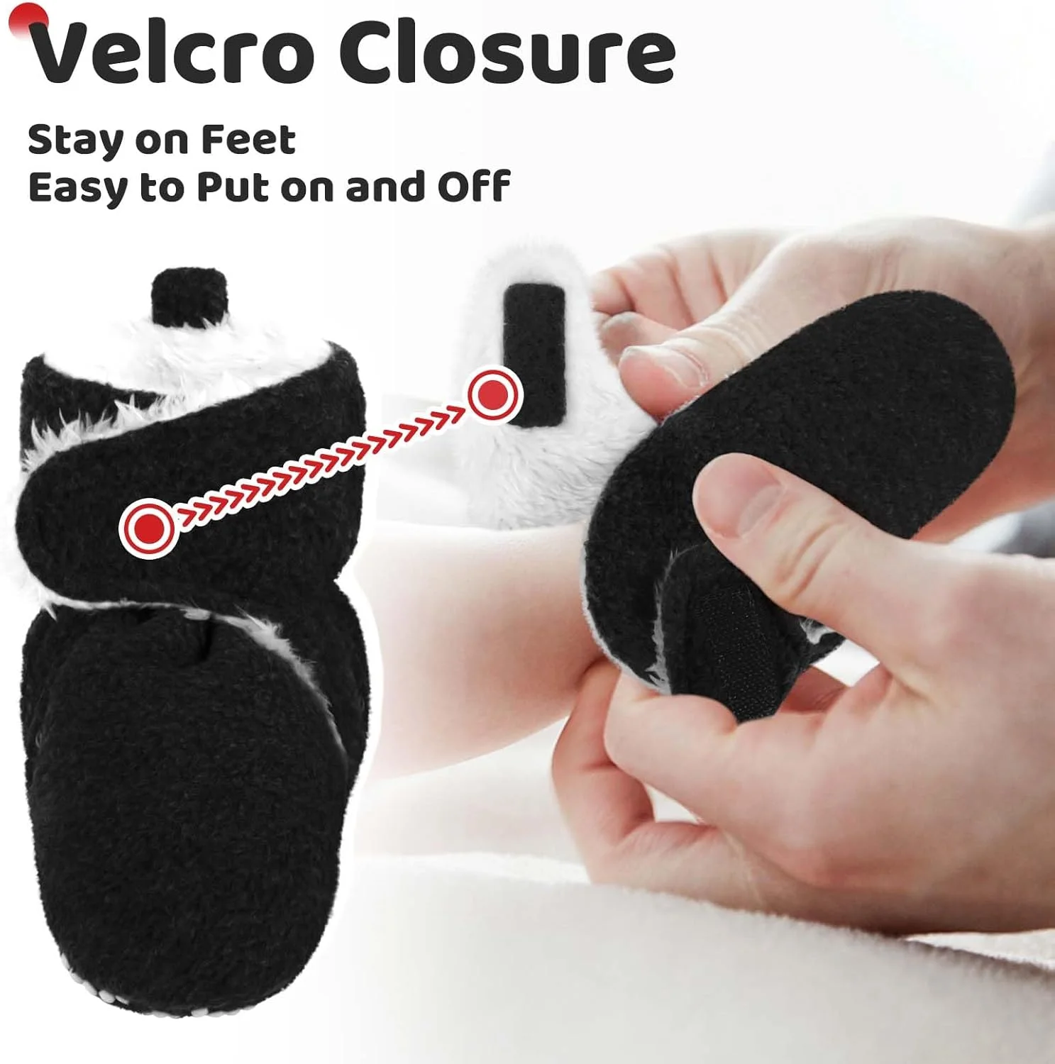 پاپوش نوزادی پشمی Pro Goleem، جوراب روفرشی گرم و نرم نوزاد، کفش جورابی که به راحتی پوشیده می شود، بوت های نوزادی ضد لغزش و قابل تنظیم، هدیه ای مناسب برای نوزادان دختر و پسر