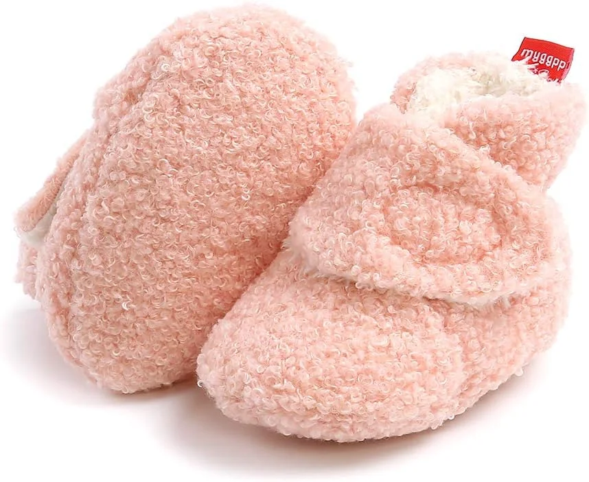 Ohwawadi دمپایی نوزادی پسرانه دخترانه، پاپوش های پشمی نرم و راحت، جوراب های کارتونی گرم با زیره نرم، کفش های تخت نوزادی