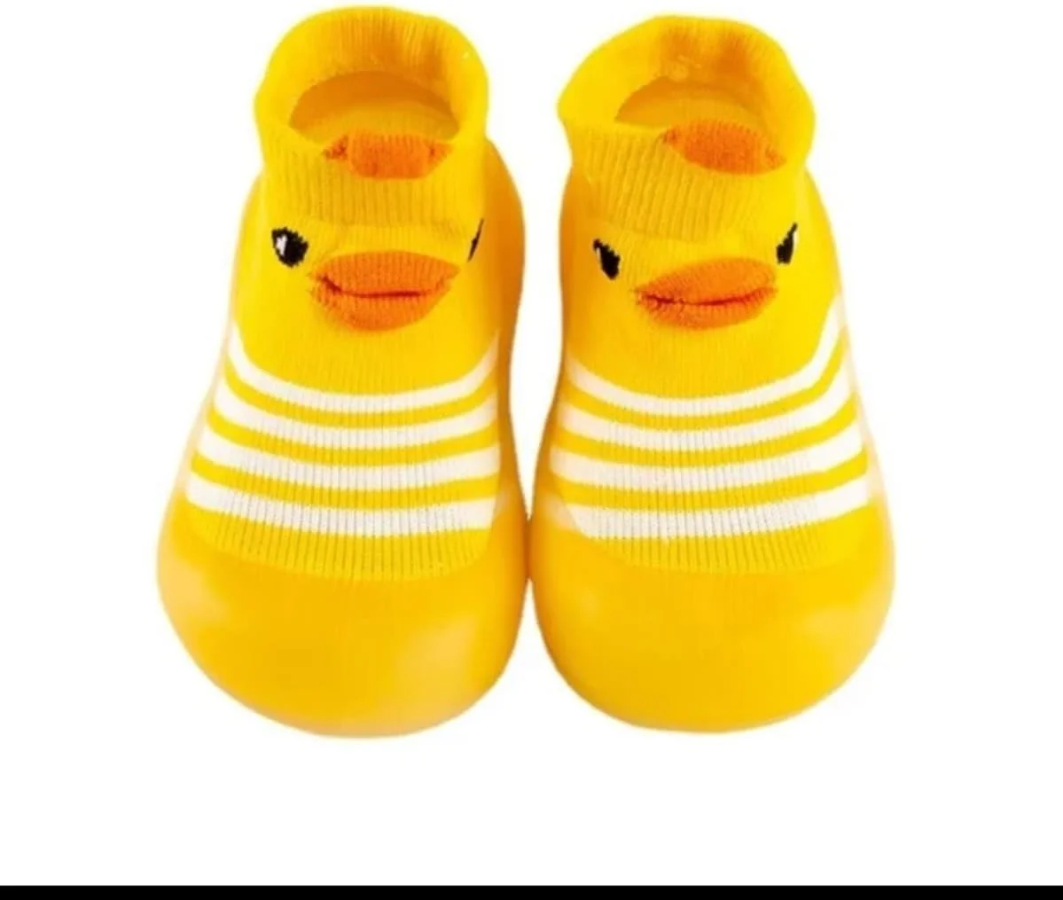 جوراب کفشی ضد لغزش طرح جوجه شیبی، زیره نرم راه راه زرد/آبی/صورتی، کفش های اولین قدم