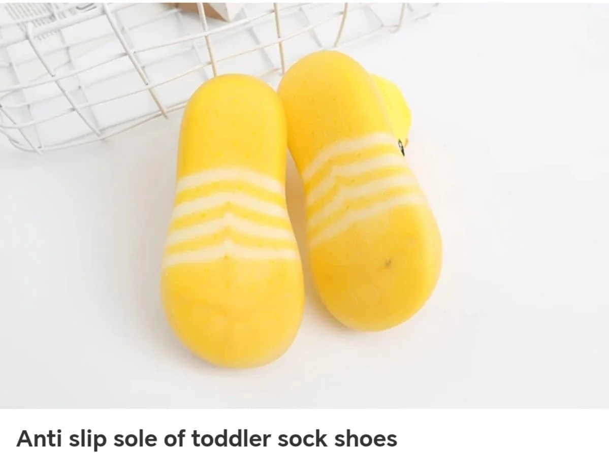 جوراب کفشی ضد لغزش طرح جوجه شیبی، زیره نرم راه راه زرد/آبی/صورتی، کفش های اولین قدم جوراب کفشی ضد لغزش طرح جوجه شیبی، زیره نرم راه راه زرد/آبی/صورتی، کفش های اولین قدم