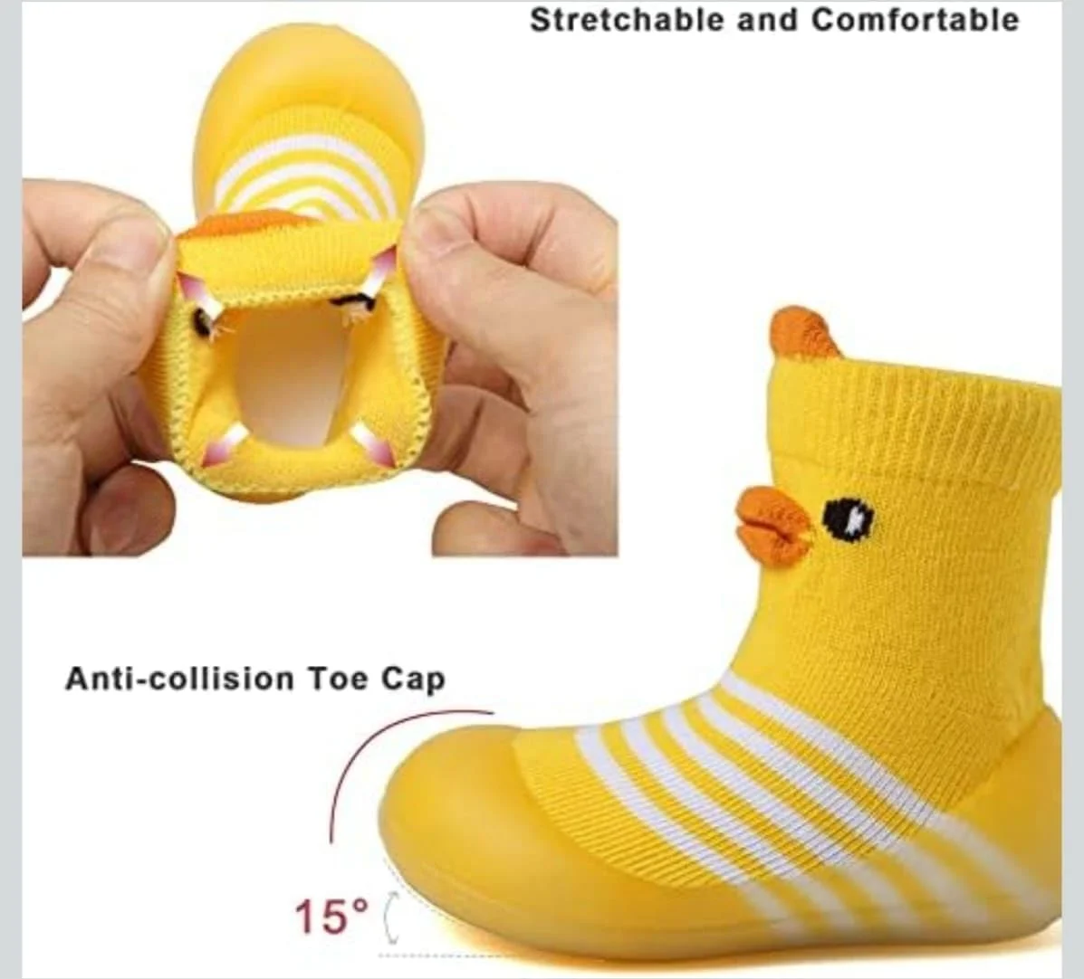 جوراب کفشی ضد لغزش طرح جوجه شیبی، زیره نرم راه راه زرد/آبی/صورتی، کفش های اولین قدم جوراب کفشی ضد لغزش طرح جوجه شیبی، زیره نرم راه راه زرد/آبی/صورتی، کفش های اولین قدم