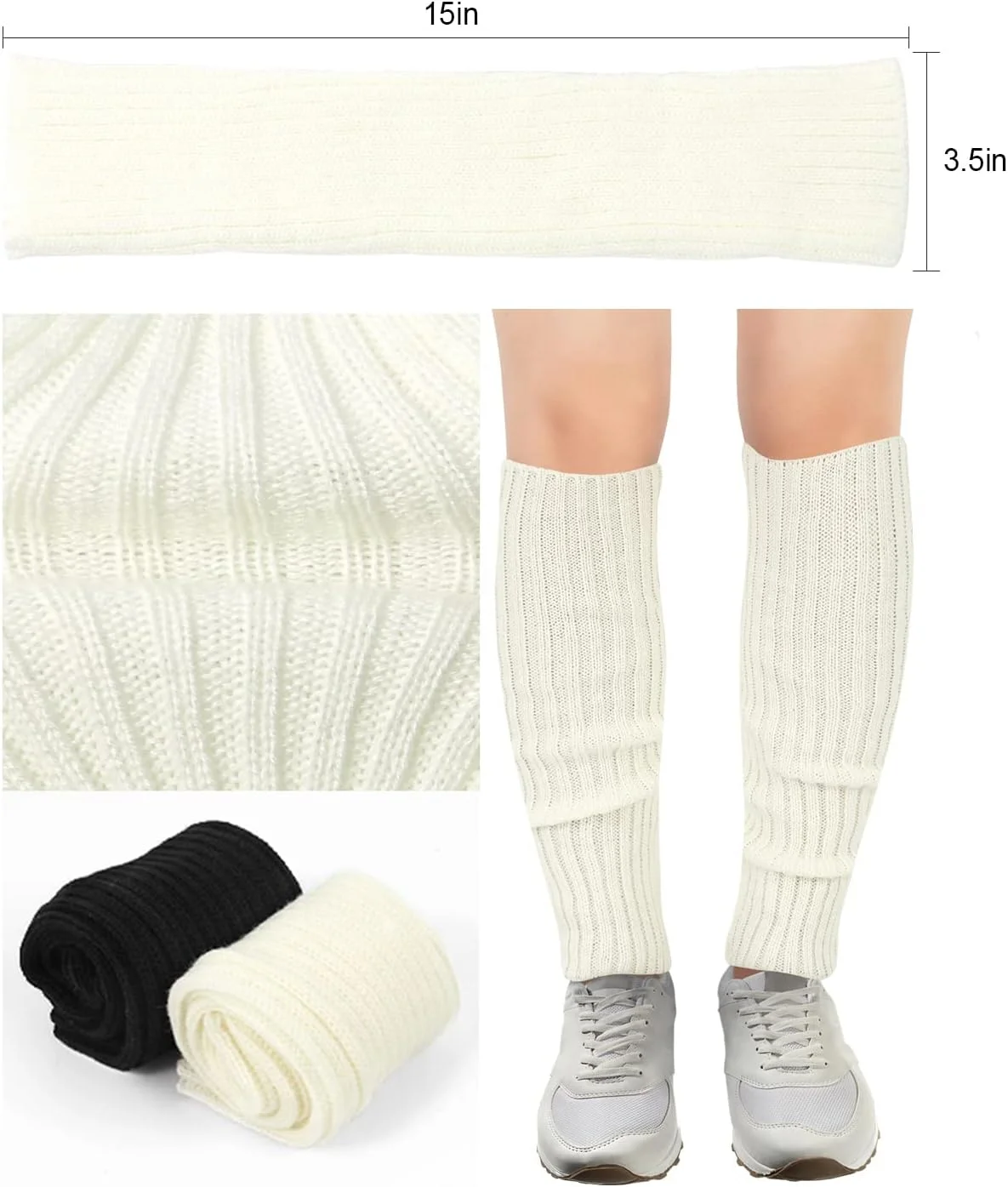 Junely دو جفت ساق گرمکن زنانه، گرمکن ساق بافتنی راه راه دهه 80 برای رقص باله، اسکیت نمایشی، یوگا، مهمانی نئون