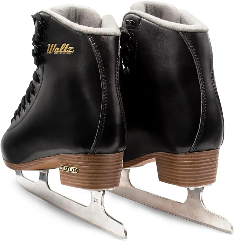 اسکیت نمایشی زنانه BAUD، کفش اسکیت روی یخ با تیغه های تیز استیل ضد زنگ رنگ مشکی سایز (33-44)
