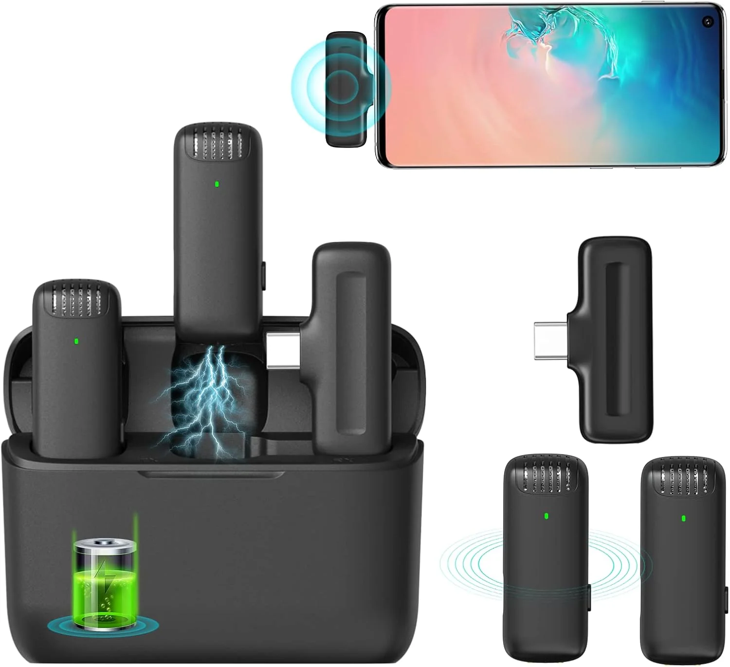 میکروفون یقه ای بی سیم ULANZI J12 برای گوشی USB C، میکروفون 2 در 1 با قابلیت اتصال آسان و کیس شارژ برای ضبط ویدیو، مصاحبه، یوتیوبرها و ولاگرها، برد انتقال 20 متری، بلوتوث میکروفون یقه ای بی سیم ULANZI J12 برای گوشی USB C، میکروفون 2 در 1 با قابلیت اتصال آسان و کیس شارژ برای ضبط ویدیو، مصاحبه، یوتیوبرها و ولاگرها، برد انتقال 20 متری، بلوتوث