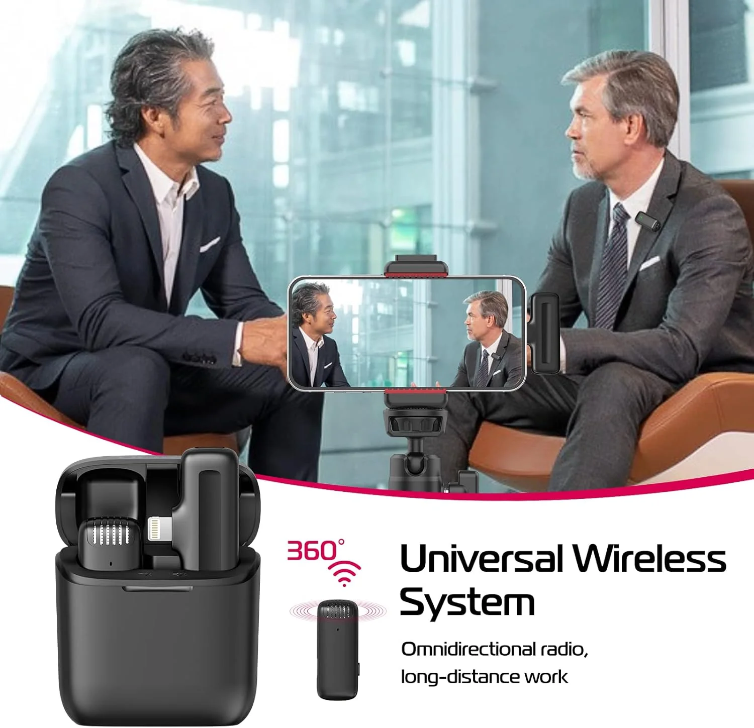 میکروفون یقه ای بی سیم ULANZI J11 برای آیفون و آیپد، میکروفون پلاگ اند پلی 1 در 1 با جعبه شارژ برای ضبط ویدیو، مصاحبه، یوتیوبرها، ولاگرها، برد انتقال 65 فوتی میکروفون یقه ای بی سیم ULANZI J11 برای آیفون و آیپد، میکروفون پلاگ اند پلی 1 در 1 با جعبه شارژ برای ضبط ویدیو، مصاحبه، یوتیوبرها، ولاگرها، برد انتقال 65 فوتی