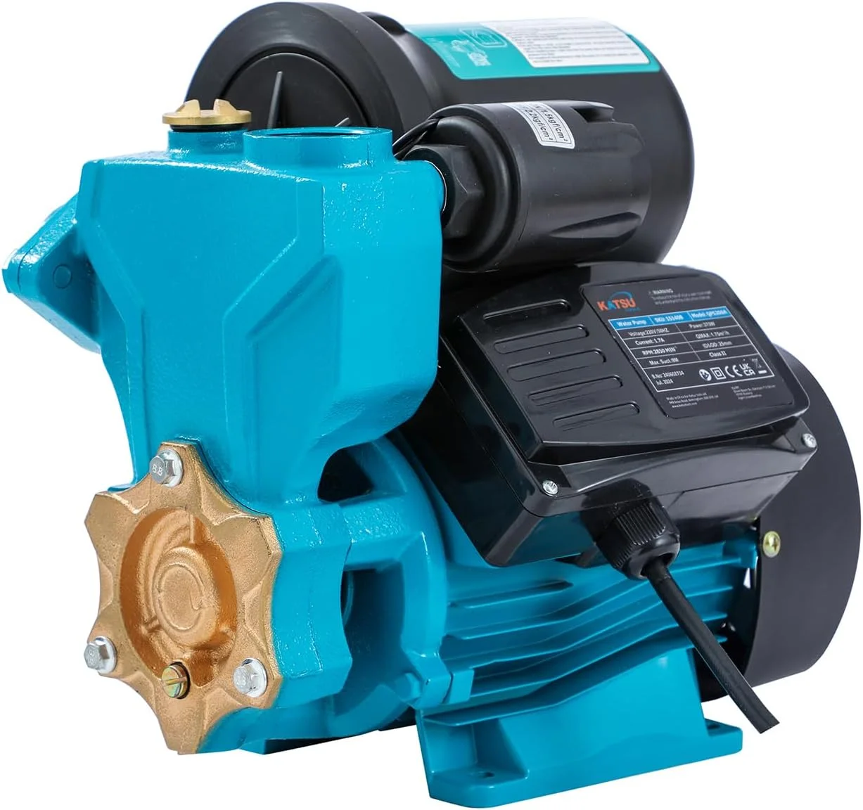 پمپ تقویت فشار آب کاتسو تولز، کنترل نیمه اتوماتیک فشار، خود مکش، 370 وات، مناسب برای مصارف خانگی، باغ، شیرهای آب، مدل 151408