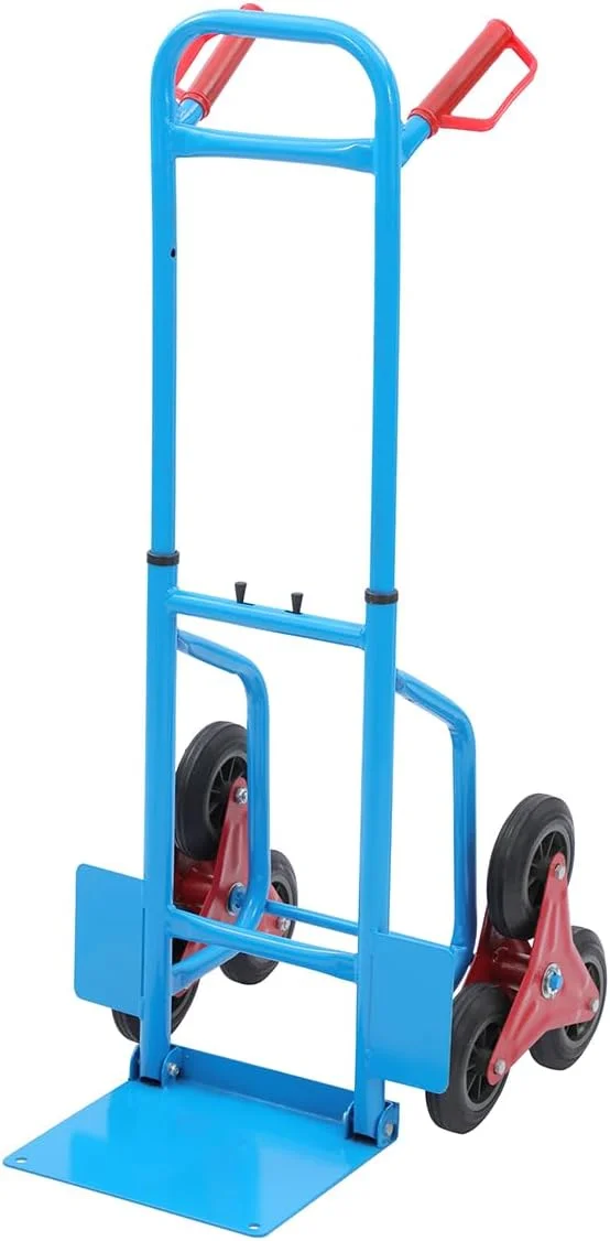 چرخ دستی پله رو تاشو KATSU Tools، ظرفیت بارگیری 200 کیلوگرم (440 پوند)، فولاد سنگین با 6 چرخ و دسته تلسکوپی قابل تنظیم ارتفاع، برای تحویل بار، بسته و انبار