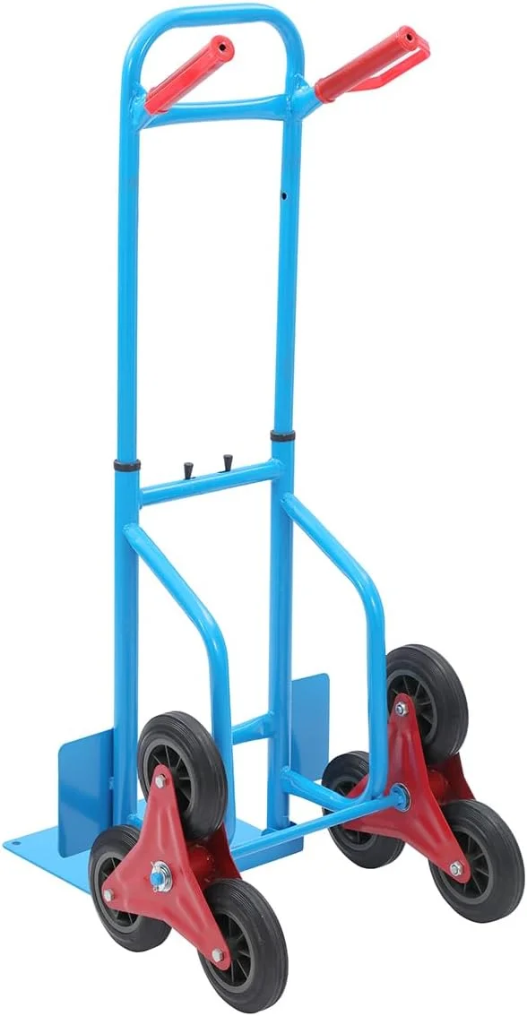 چرخ دستی پله رو تاشو KATSU Tools، ظرفیت بارگیری 200 کیلوگرم (440 پوند)، فولاد سنگین با 6 چرخ و دسته تلسکوپی قابل تنظیم ارتفاع، برای تحویل بار، بسته و انبار