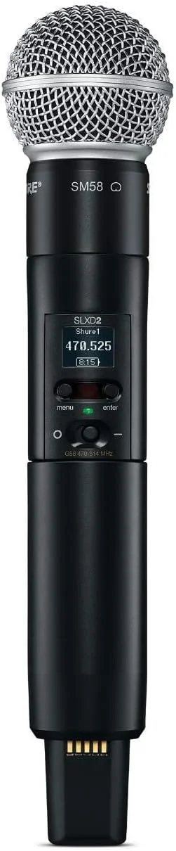 فرستنده دستی Shure SLXD2/SM58 با کپسول میکروفون وکال SM58 - برای استفاده با سیستم های میکروفون بی سیم دیجیتال SLX-D، گیرنده جداگانه فروخته می شود | باند J52 (SLXD2/SM58=-J52) فرستنده دستی Shure SLXD2/SM58 با کپسول میکروفون وکال SM58 - برای استفاده با سیستم های میکروفون بی سیم دیجیتال SLX-D، گیرنده جداگانه فروخته می شود | باند J52 (SLXD2/SM58=-J52)