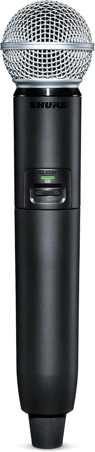 فرستنده بی‌سیم دستی Shure GLXD2+/SM58 با کپسول میکروفون وکال SM58 و باتری SB904 (عمر باتری 12 ساعته) - برای استفاده با سیستم‌های میکروفون بی‌سیم دو بانده GLX-D+ (گیرنده جداگانه فروخته می‌شود)