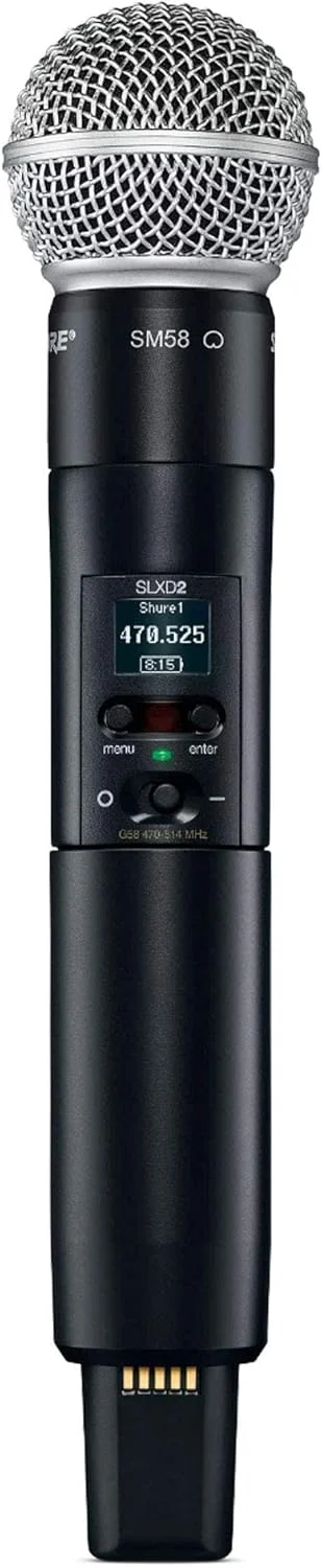 سیستم میکروفون بی سیم دیجیتال دو کاناله Shure SLXD24D/SM58 - شامل دو فرستنده دستی SLXD2 با کپسول میکروفون وکال SM58، گیرنده رک مونت SLXD4D | باند J52 (SLXD24D/SM58-J52) سیستم میکروفون بی سیم دیجیتال دو کاناله Shure SLXD24D/SM58 - شامل دو فرستنده دستی SLXD2 با کپسول میکروفون وکال SM58، گیرنده رک مونت SLXD4D | باند J52 (SLXD24D/SM58-J52)