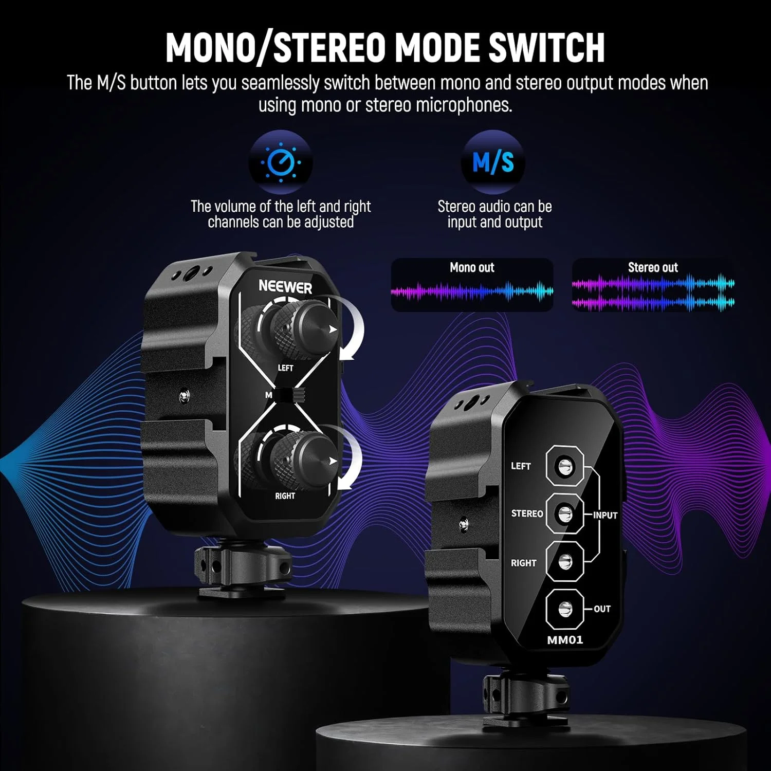 آداپتور میکسر صوتی میکروفون دو کاناله Neewer MM01 با کابل 3.5 میلی متری TRS، سوئیچ استریو/مونو، مانت کفشک سرد برای دوربین های DSLR، تلفن های هوشمند، میکروفون های باتری خور برای ضبط ویدیو آداپتور میکسر صوتی میکروفون دو کاناله Neewer MM01 با کابل 3.5 میلی متری TRS، سوئیچ استریو/مونو، مانت کفشک سرد برای دوربین های DSLR، تلفن های هوشمند، میکروفون های باتری خور برای ضبط ویدیو