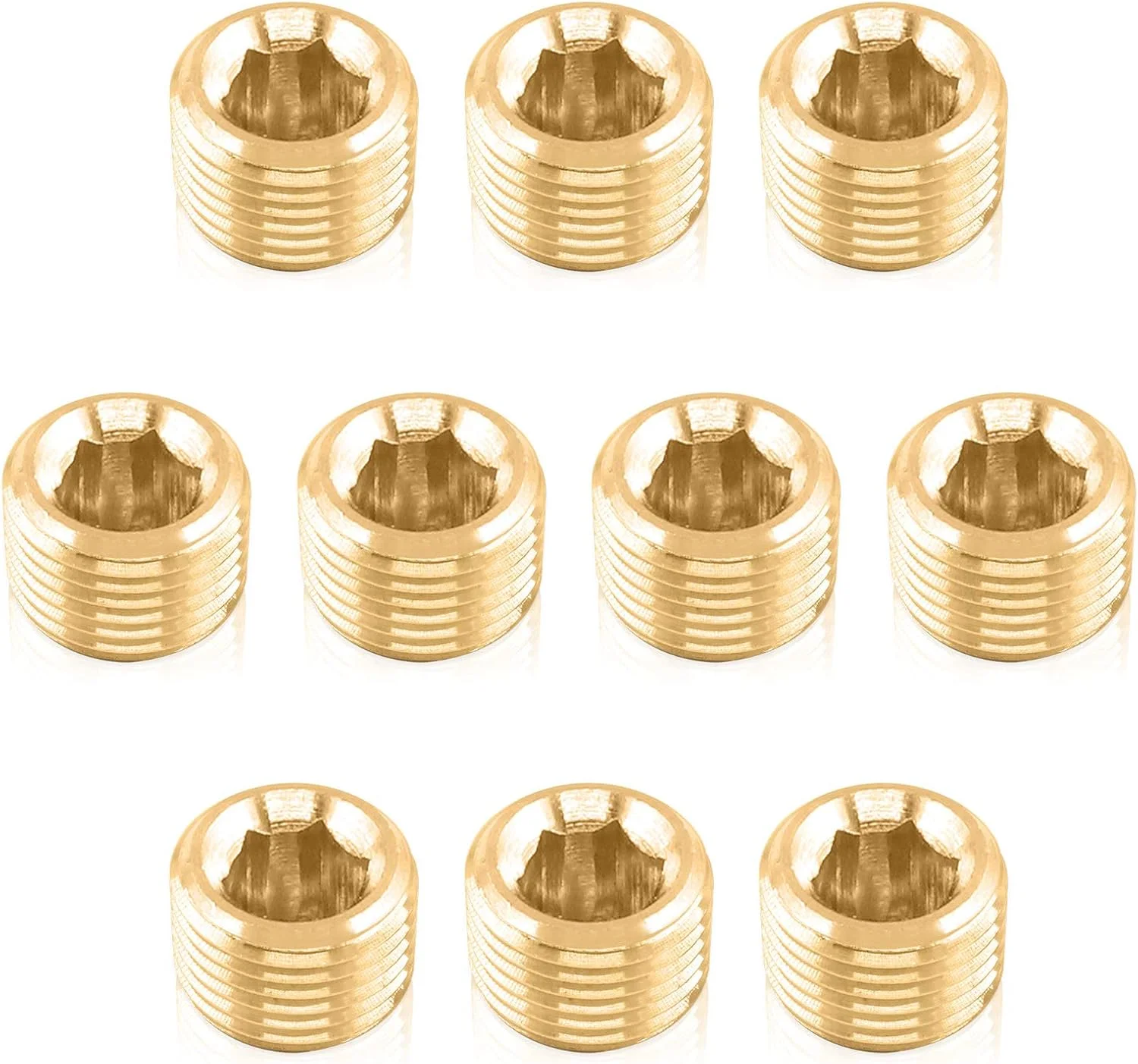 اتصالات لوله برنجی Hilitchi، درپوش لوله، اتصالات NPT نر (1/8) - 10 عدد