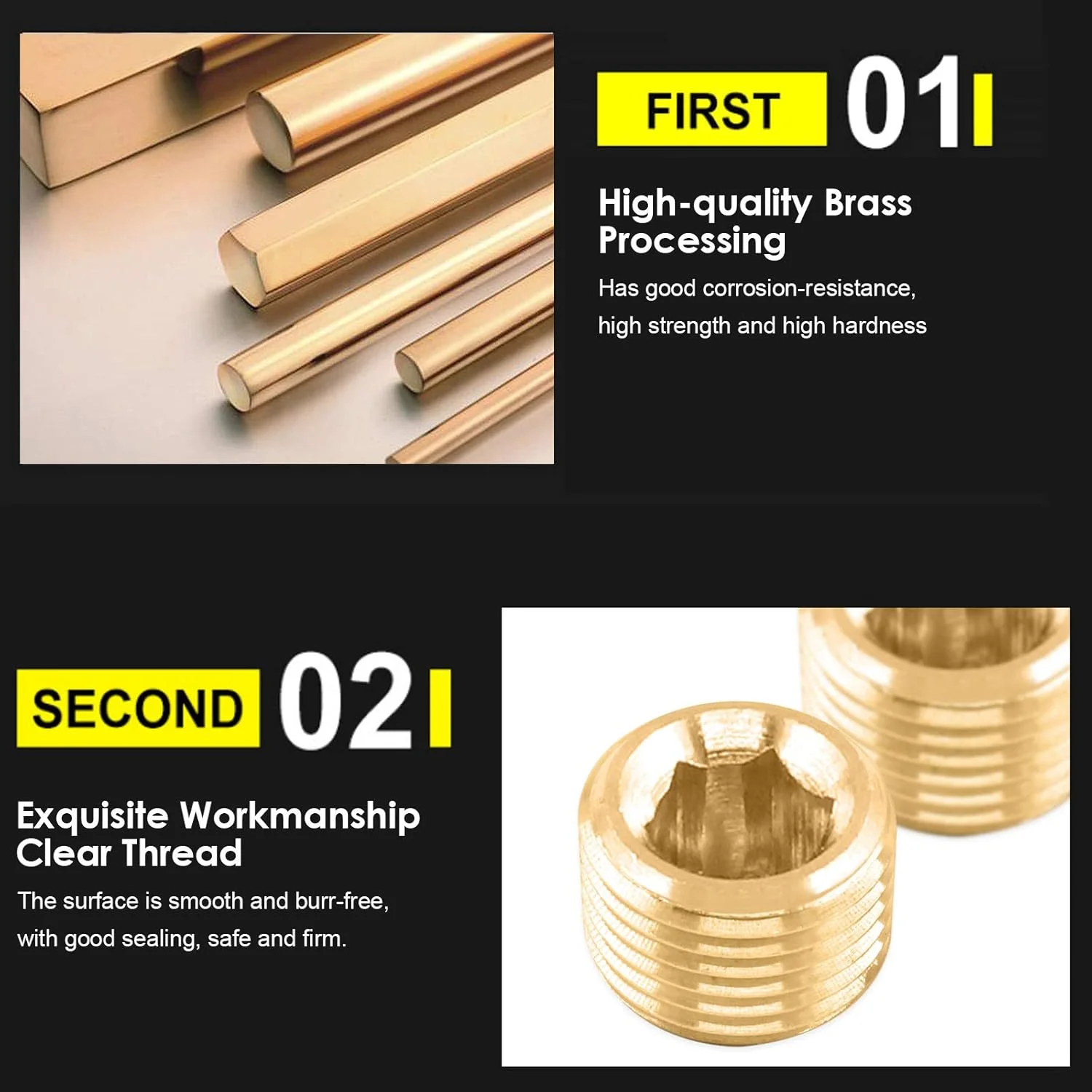 اتصالات لوله برنجی Hilitchi، درپوش لوله، اتصالات NPT نر (1/8) - 10 عدد