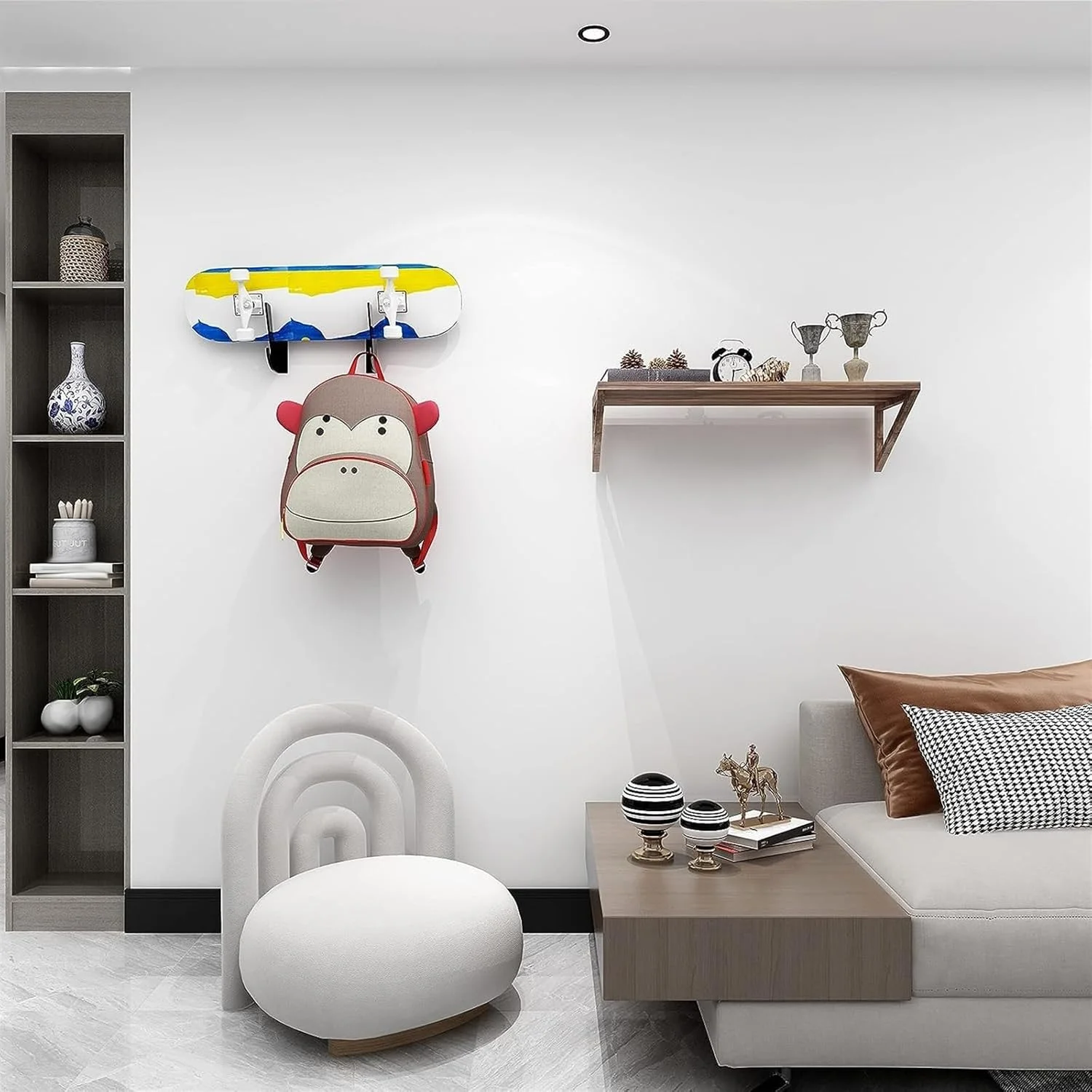 THE WHITE SHOP پایه دیواری اسکیت برد، 2 عدد پایه نمایشگر اسکیت برد اکریلیک با قلاب های ذخیره سازی آویز دیواری لانگ برد THE WHITE SHOP پایه دیواری اسکیت برد، 2 عدد پایه نمایشگر اسکیت برد اکریلیک با قلاب های ذخیره سازی آویز دیواری لانگ برد