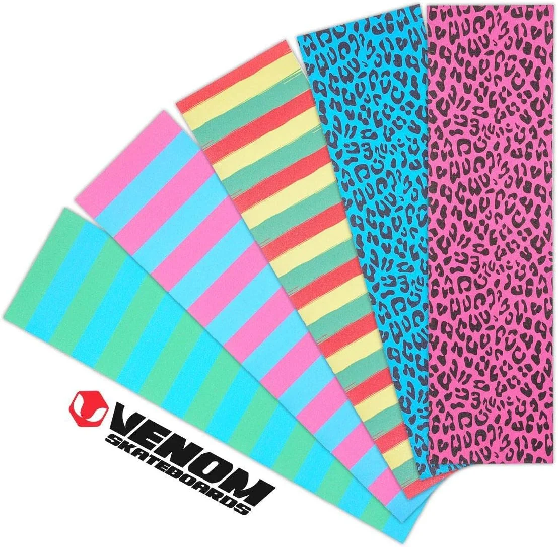 گریپ تیپ اسکیت برد Venom، گریپ تیپ حرفه ای و بادوام برای اسکیت برد، 9" x 33" - گریپ تیپ اسکیت برد برای تخته اسکیت - لوازم جانبی اسکیت برد - راه راه های راستا
