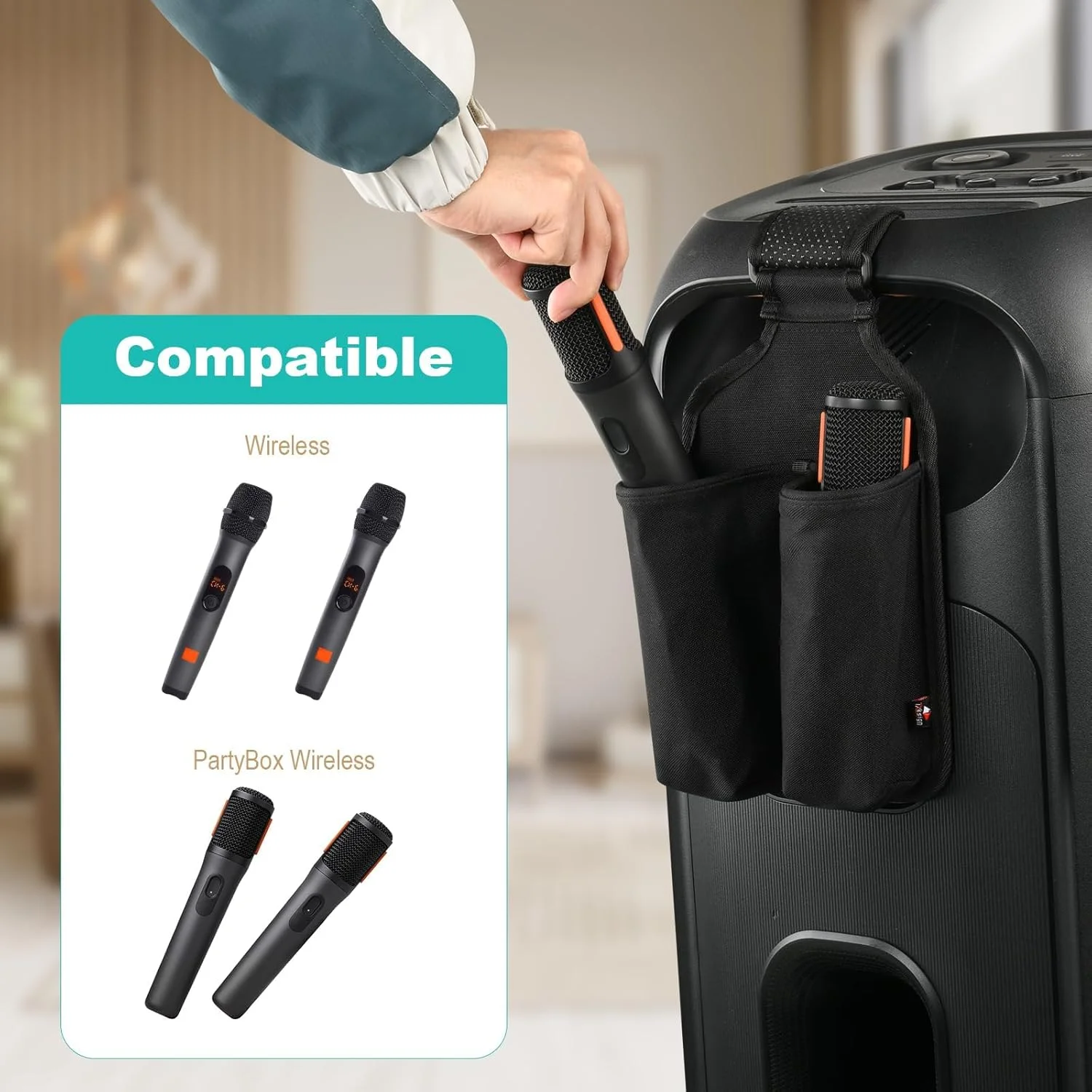 نگهدارنده میکروفون برای میکروفون های بی سیم JBL PartyBox، آویز میکروفون قابل تنظیم سازگار با JBL PartyBox Stage 320 و پایه های میکروفون بی سیم استاندارد نگهدارنده میکروفون برای میکروفون های بی سیم JBL PartyBox، آویز میکروفون قابل تنظیم سازگار با JBL PartyBox Stage 320 و پایه های میکروفون بی سیم استاندارد
