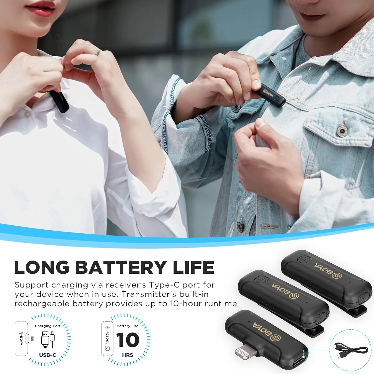 میکروفون یقه ای بی سیم KASTWAVE برای آیفون/آیپد، میکروفون گیره ای کوچک 2.4 گیگاهرتزی با قابلیت حذف نویز برای مصاحبه، پادکست ویدیویی، ولاگ، ضبط یوتیوب میکروفون یقه ای بی سیم KASTWAVE برای آیفون/آیپد، میکروفون گیره ای کوچک 2.4 گیگاهرتزی با قابلیت حذف نویز برای مصاحبه، پادکست ویدیویی، ولاگ، ضبط یوتیوب
