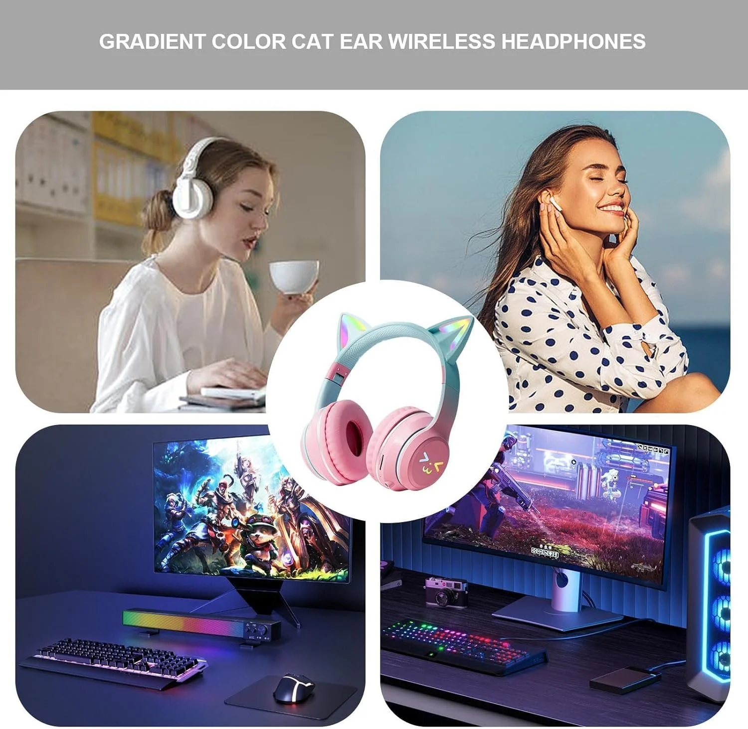 هدفون گوش گربه ای برای کودکان، هدفون کودکانه با میکروفون و چراغ های گوش گربه ای، هدست بلوتوث بی سیم، هدفون حذف نویز برای کودکان دختر نوجوان و بزرگسالان برای مدرسه، آموزش آنلاین از راه دور هدفون گوش گربه ای برای کودکان، هدفون کودکانه با میکروفون و چراغ های گوش گربه ای، هدست بلوتوث بی سیم، هدفون حذف نویز برای کودکان دختر نوجوان و بزرگسالان برای مدرسه، آموزش آنلاین از راه دور