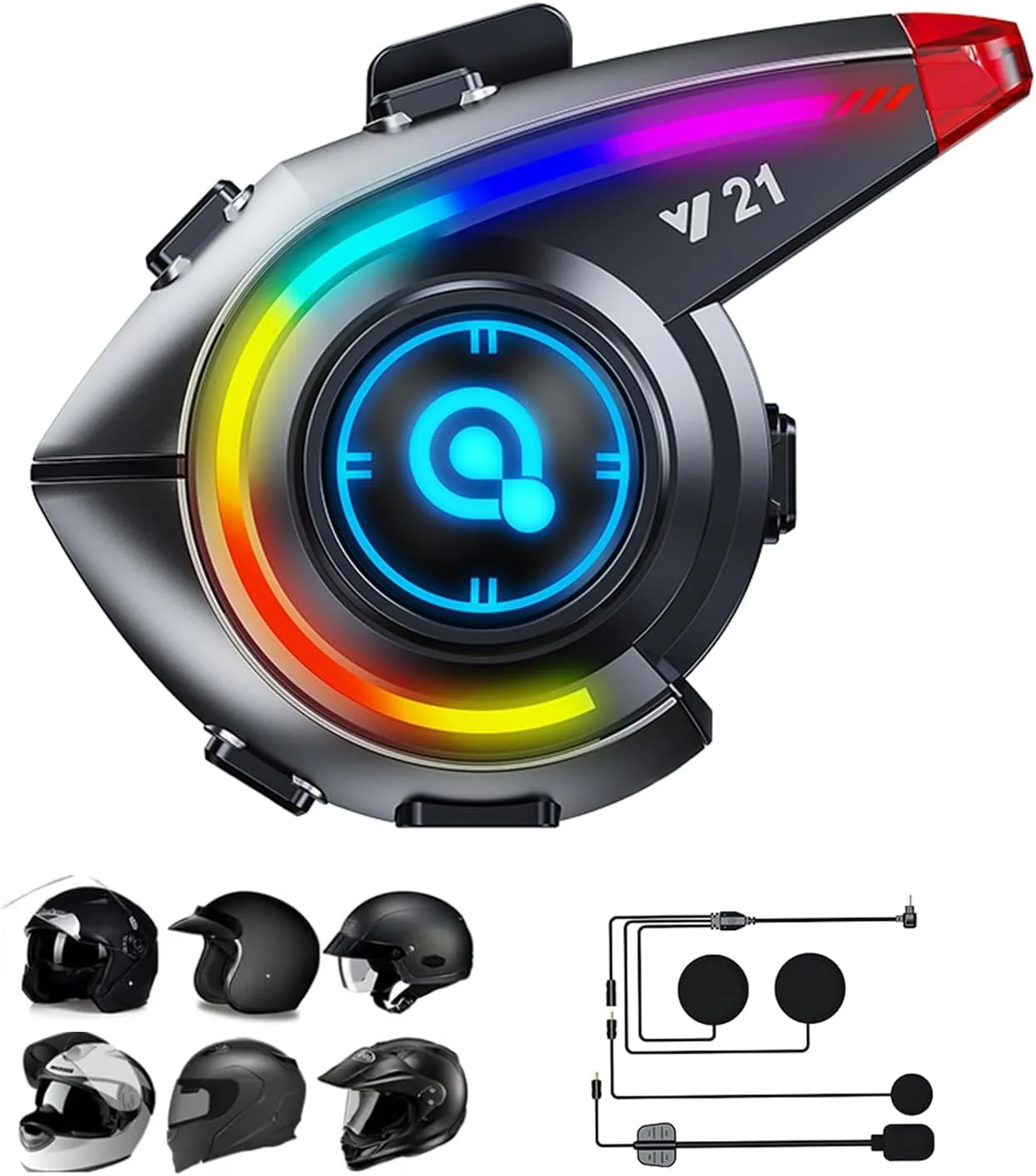 هدست کلاه ایمنی موتور سیکلت، میکروفون 2 در 1، هدفون بی سیم ضد آب IP56، بلندگوهای حذف نویز برای سواری، اسکی، دوچرخه سواری، موسیقی و تماس