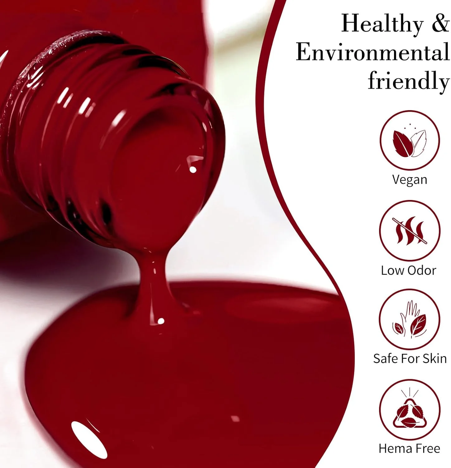 لاک ژل قرمز CANNI، 1 عدد لاک ناخن ژلی رنگ قرمز، رنگ قرمز تیره و عمیق، لاک ژل ناخن براق، خیساندن ژل یو وی، ناخن فرانسوی، مانیکور ناخن سالن DIY