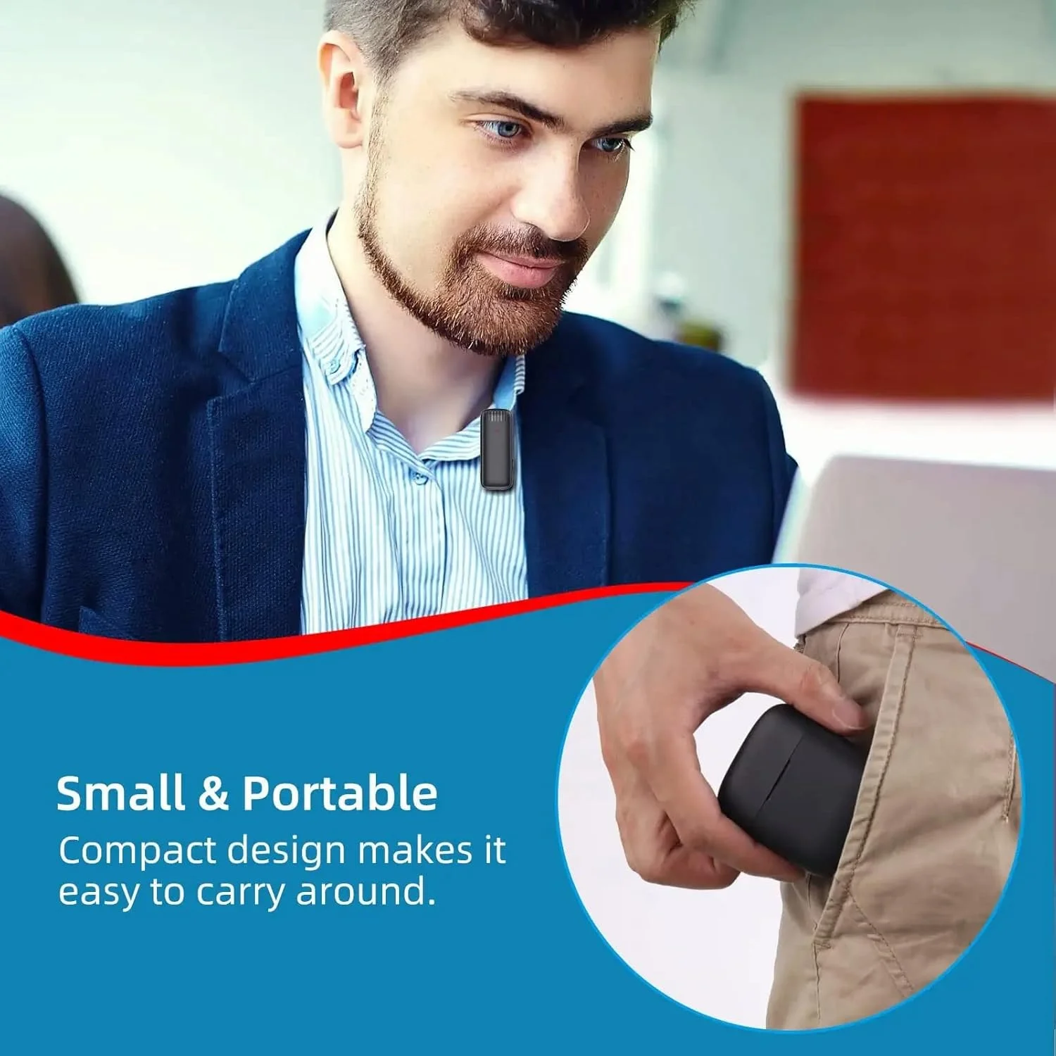 میکروفون یقه ای بی سیم KASTWAVE برای اندروید USB Type-C، با جعبه شارژ 35 ساعته، میکروفون کوچک Plug and Play برای ضبط ویدیو زنده در یوتیوب، تیک تاک، فیس بوک با قابلیت حذف نویز