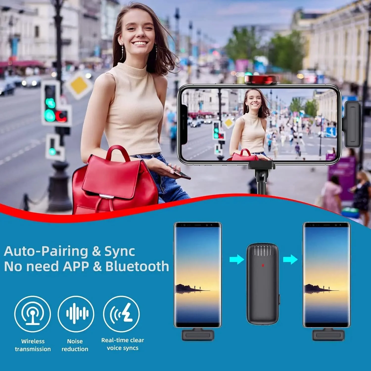 میکروفون یقه ای بی سیم KASTWAVE برای اندروید USB Type-C، با جعبه شارژ 35 ساعته، میکروفون کوچک Plug and Play برای ضبط ویدیو زنده در یوتیوب، تیک تاک، فیس بوک با قابلیت حذف نویز