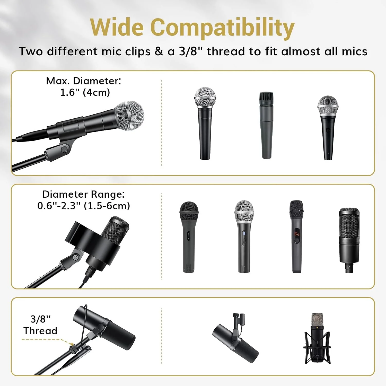 پایه میکروفون TONOR با نگهدارنده تبلت، بازوی بوم سه پایه برای کف، ارتفاع و زاویه قابل تنظیم، پایه سنگین با کیف حمل، گیره تلفن و آیپد، سازگار با Blue Yeti، Shure SM58، T35