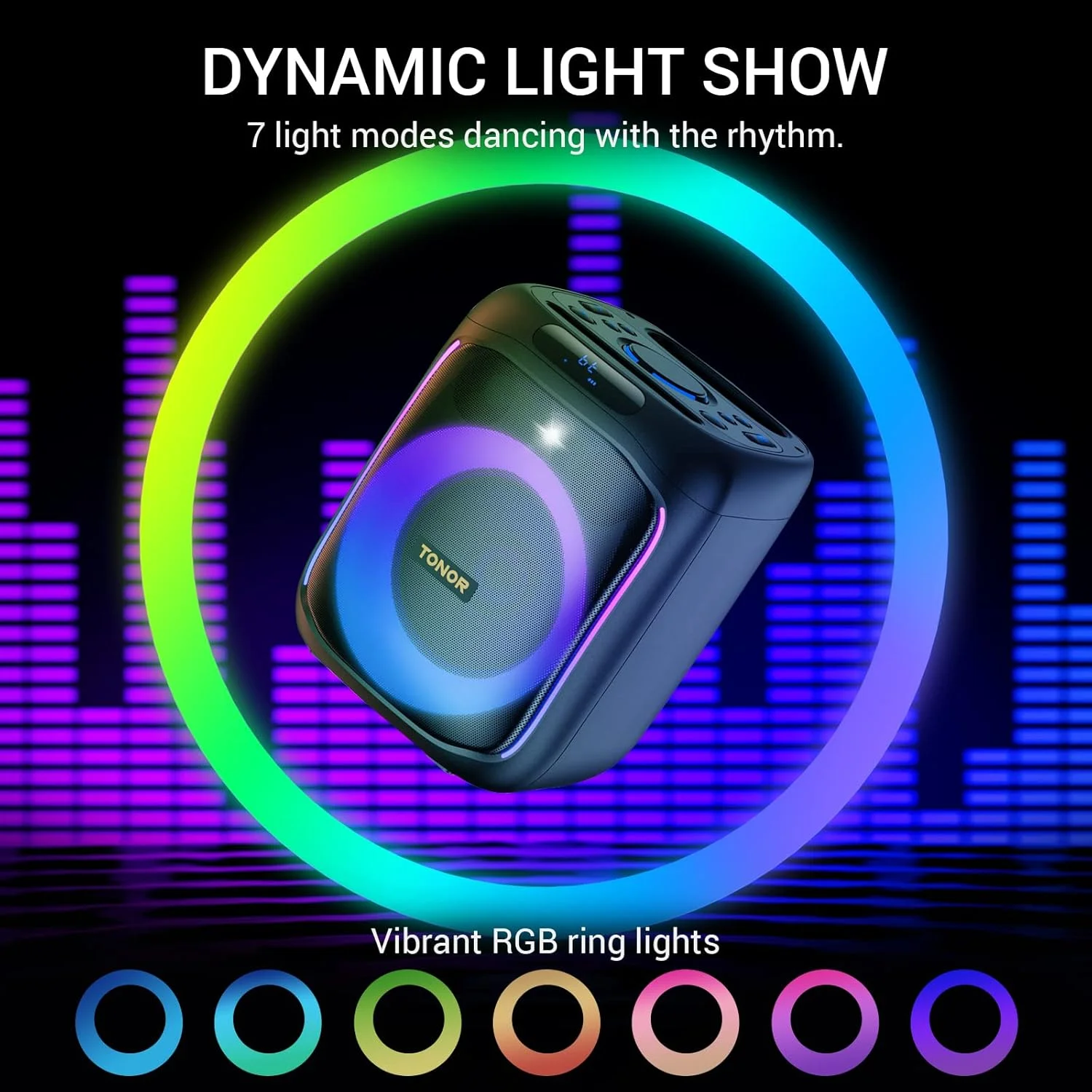 اسپیکر کارائوکه کامل تونور، اسپیکر بلوتوثی قابل حمل با 2 میکروفون بی سیم برای آواز خواندن، دستگاه کارائوکه از ورودی TWS AUX FM USB/TF/REC برای فعالیت های مهمانی K6 پشتیبانی می کند