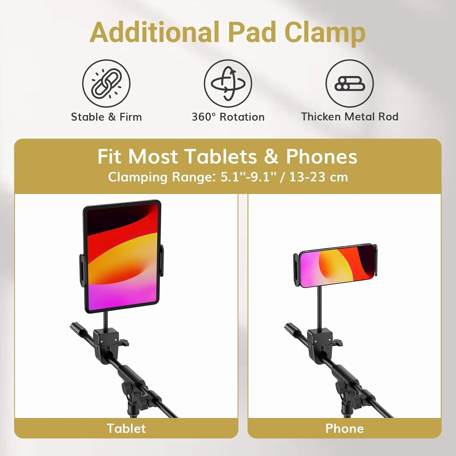 پایه میکروفون TONOR با نگهدارنده تبلت، بازوی بوم سه پایه برای کف، ارتفاع و زاویه قابل تنظیم، پایه سنگین با کیف حمل، گیره تلفن و آیپد، سازگار با Blue Yeti، Shure SM58، T35