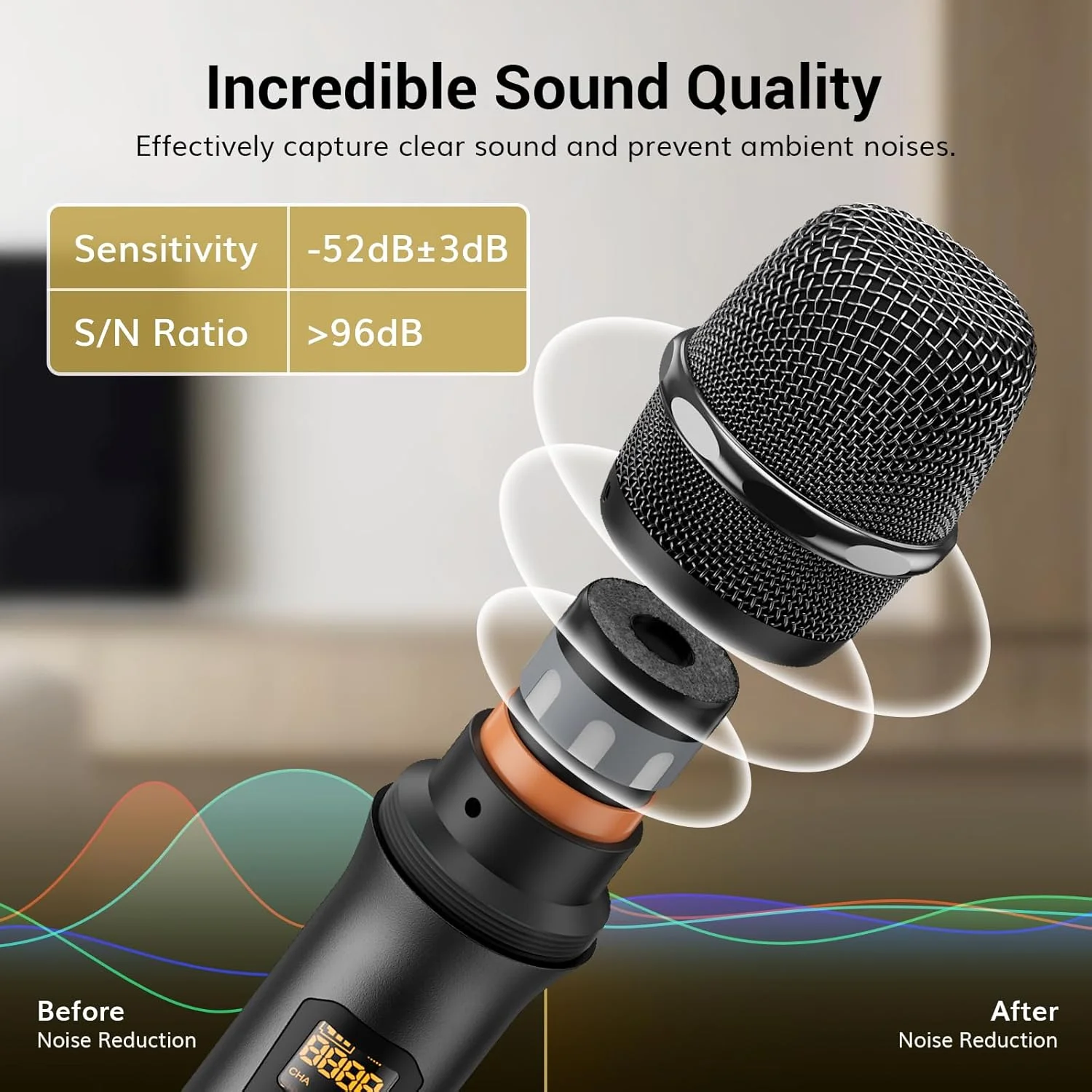 میکروفون بی سیم دوگانه TONOR، سیستم میکروفون بی سیم دستی حرفه ای UHF KTV خانگی برای کارائوکه، دی جی، مهمانی، 60 متر، TW820، مشکی