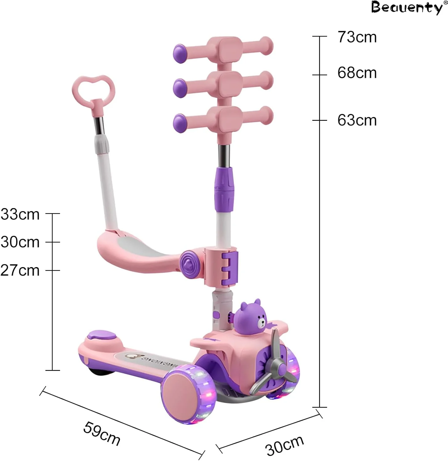 اسکوتر کودکانه Beauenty، اسکوتر تاشو، اسکوتر ضربه ای، اسکوتر نوپا، اسکوتر رانر، فرمان قابل تنظیم با چرخ های روشن، با ترمز، با موسیقی، با صندلی (بدون باتری) اسکوتر کودکانه Beauenty، اسکوتر تاشو، اسکوتر ضربه ای، اسکوتر نوپا، اسکوتر رانر، فرمان قابل تنظیم با چرخ های روشن، با ترمز، با موسیقی، با صندلی (بدون باتری)