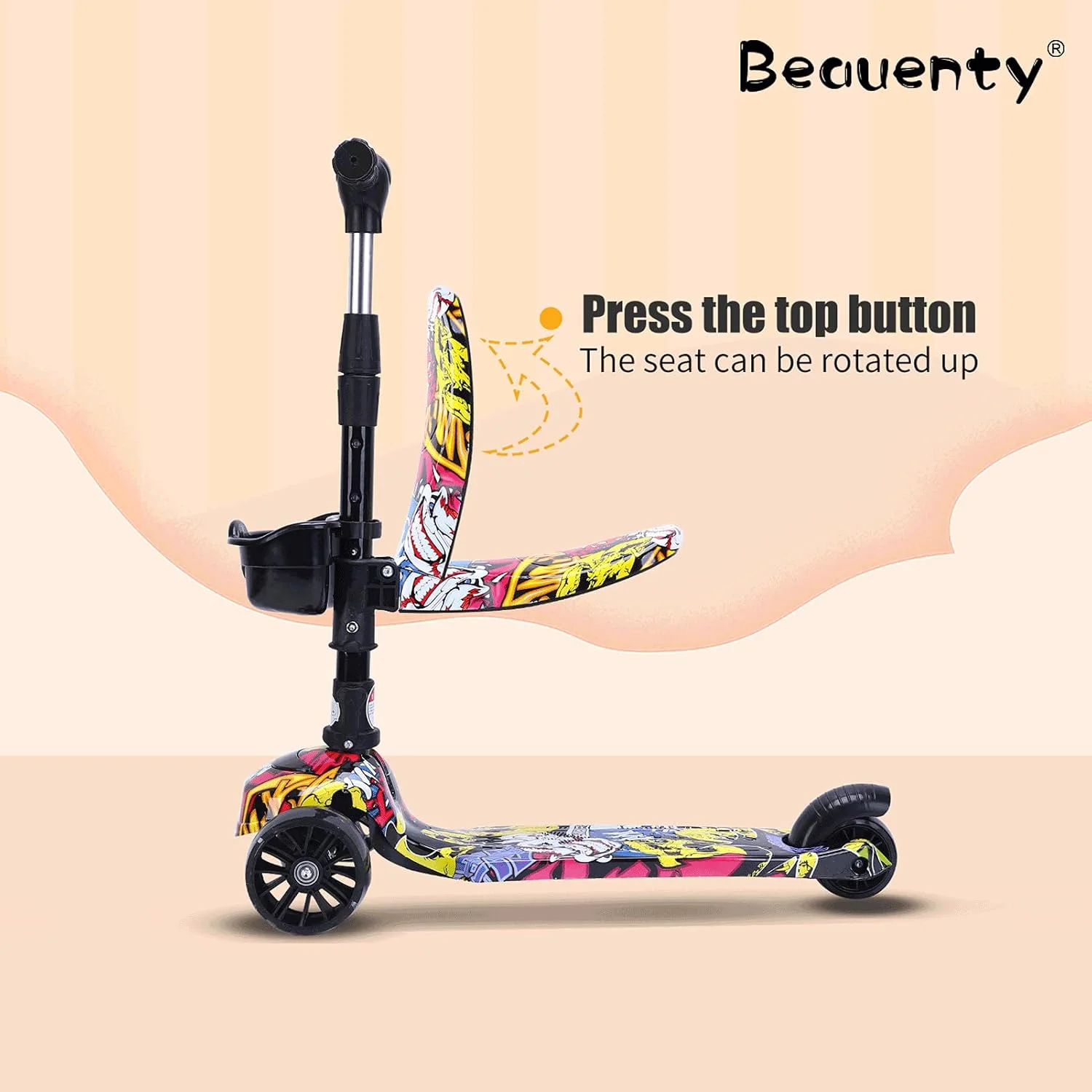 اسکوتر ضربه ای کودکانه Beauenty - 4 چرخ چشمک زن قابل تنظیم ارتفاع، عرشه فوق العاده عریض - اسکوتر عالی کودکانه و اسکوتر مخصوص کودکان نوپا 3-12 ساله اسکوتر ضربه ای کودکانه Beauenty - 4 چرخ چشمک زن قابل تنظیم ارتفاع، عرشه فوق العاده عریض - اسکوتر عالی کودکانه و اسکوتر مخصوص کودکان نوپا 3-12 ساله