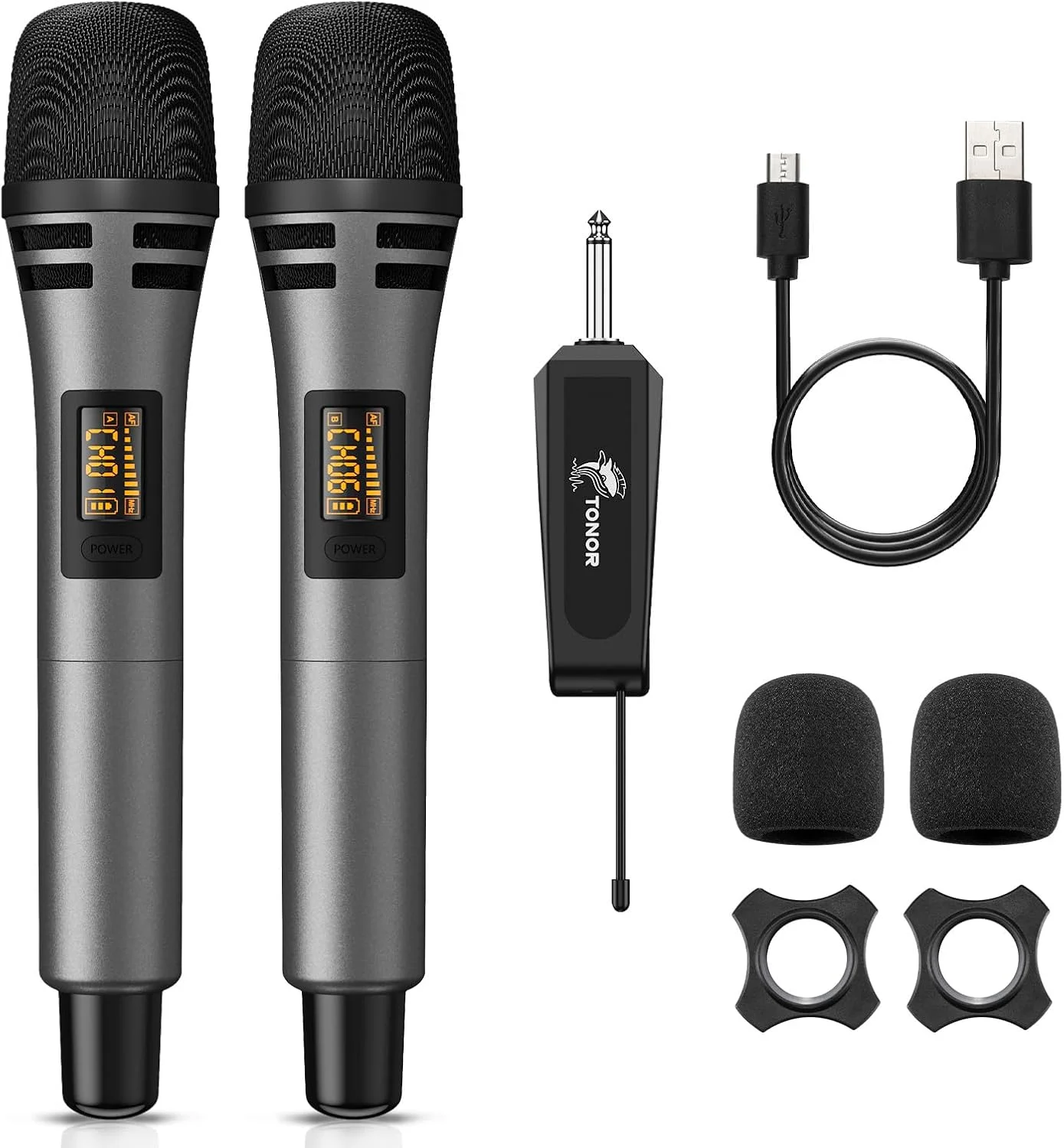 میکروفون بی سیم TONOR، سیستم میکروفون دینامیکی قابل حمل UHF در فلز بی سیم، خروجی 1/4 اینچی برای آمپلی فایر