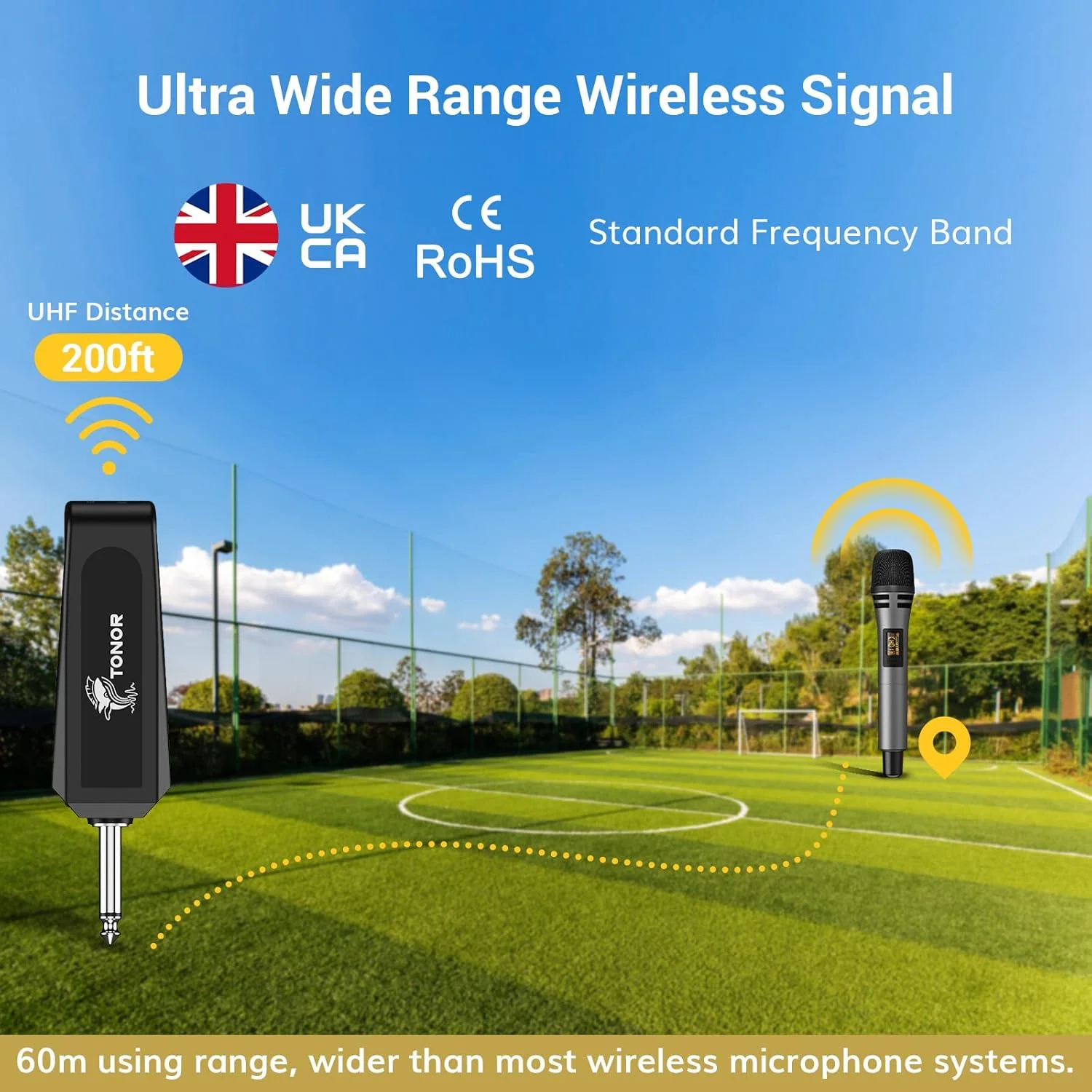 میکروفون بی سیم TONOR، سیستم میکروفون دینامیکی قابل حمل UHF در فلز بی سیم، خروجی 1/4 اینچی برای آمپلی فایر میکروفون بی سیم TONOR، سیستم میکروفون دینامیکی قابل حمل UHF در فلز بی سیم، خروجی 1/4 اینچی برای آمپلی فایر