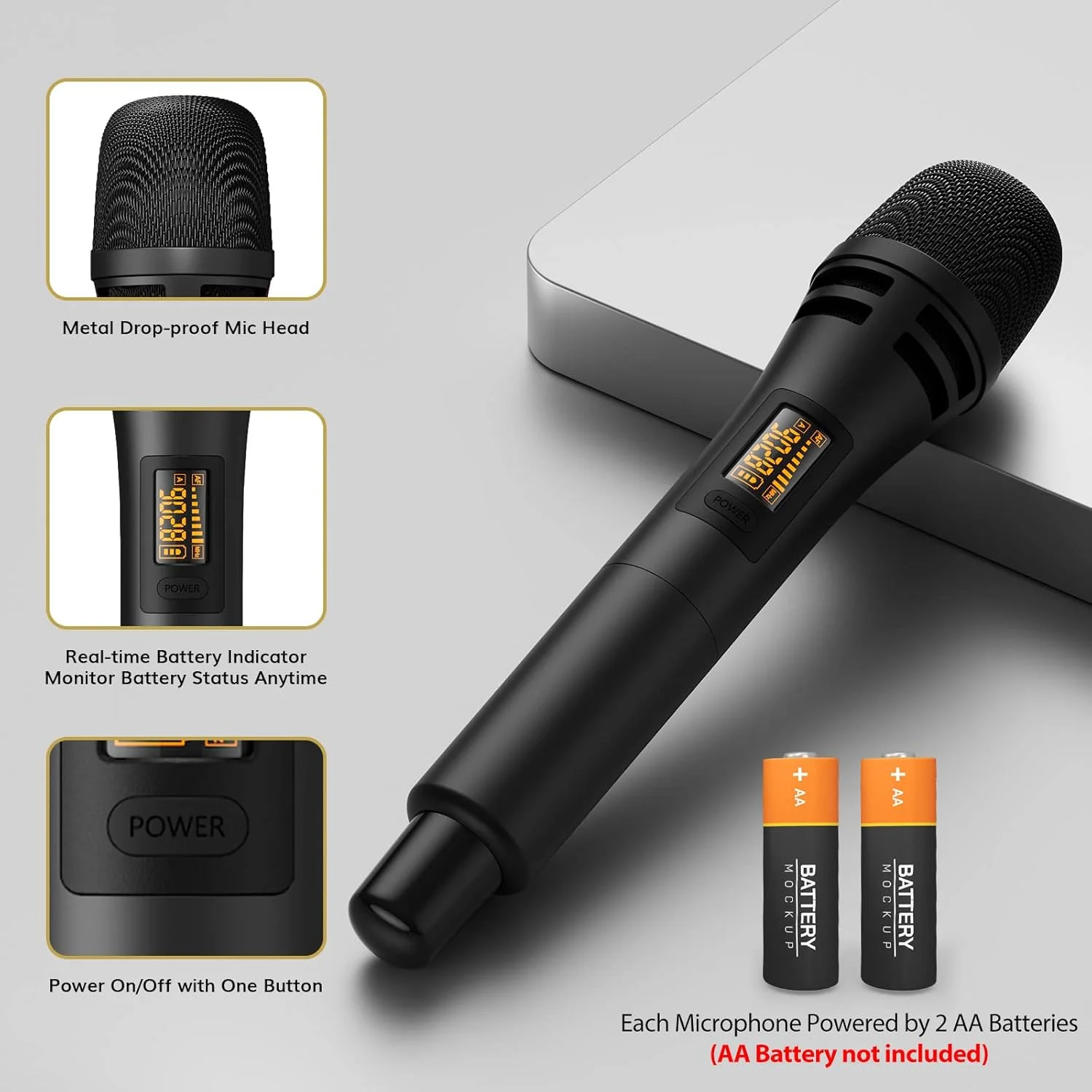 میکروفون بی سیم TONOR، سیستم میکروفون دستی بی سیم فلزی UHF با گیرنده، برای کارائوکه، آواز خواندن، مهمانی، عروسی، دی جی، سخنرانی، 60 متر (TW320) مشکی میکروفون بی سیم TONOR، سیستم میکروفون دستی بی سیم فلزی UHF با گیرنده، برای کارائوکه، آواز خواندن، مهمانی، عروسی، دی جی، سخنرانی، 60 متر (TW320) مشکی