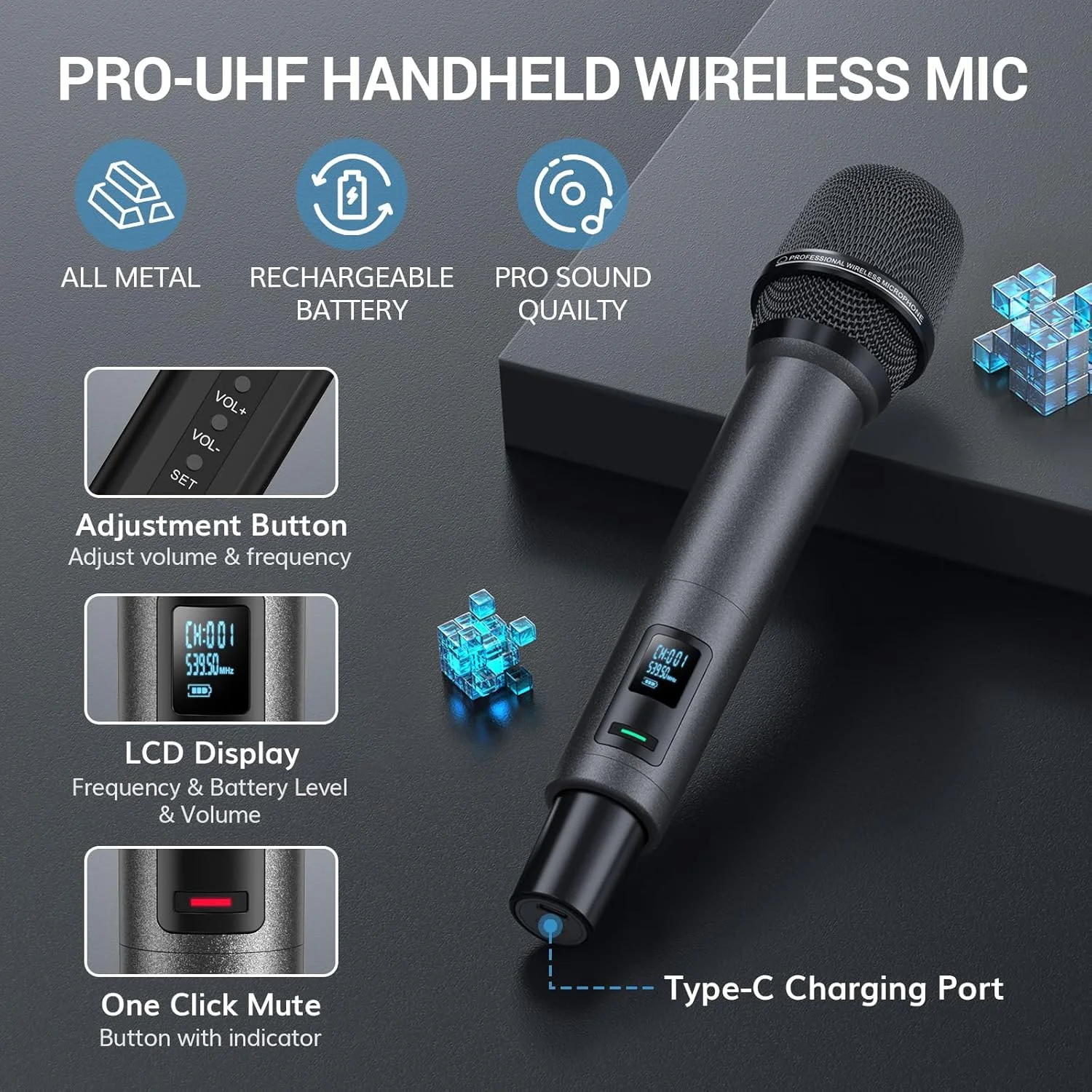 میکروفون های بی سیم TONOR، میکروفون کارائوکه بی سیم قابل شارژ UHF، میکروفون های حرفه ای دینامیک 2x20 کانال برای آواز خواندن کلیسا عروسی با حجم قابل تنظیم، بی صدا کردن سریع، 262 فوت TW520 میکروفون های بی سیم TONOR، میکروفون کارائوکه بی سیم قابل شارژ UHF، میکروفون های حرفه ای دینامیک 2x20 کانال برای آواز خواندن کلیسا عروسی با حجم قابل تنظیم، بی صدا کردن سریع، 262 فوت TW520