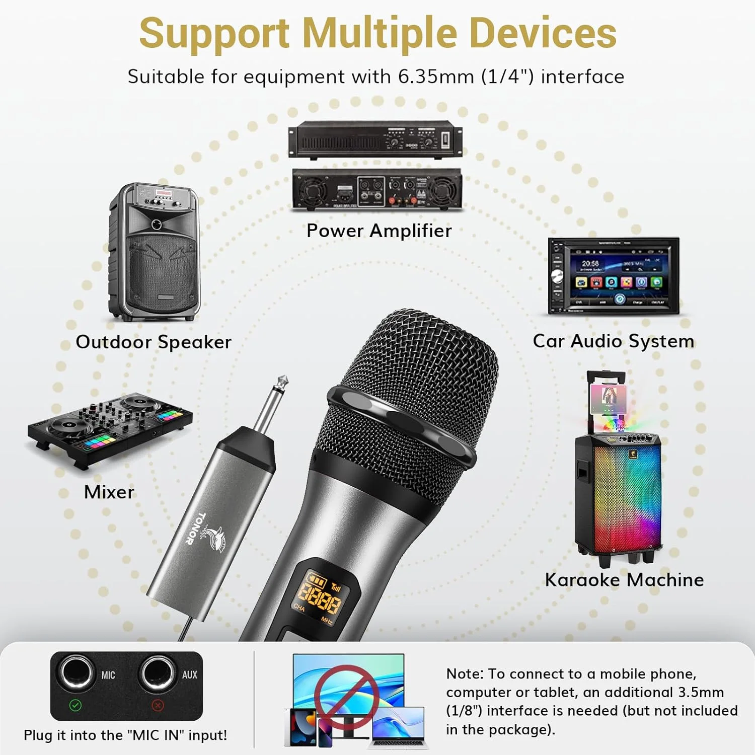 میکروفون بی سیم TONOR، سیستم میکروفون دستی بلوتوثی فلزی UHF با گیرنده قابل شارژ، برای کارائوکه، آواز خواندن، مهمانی، عروسی، دی جی، سخنرانی، 200 فوت (TW-620) میکروفون بی سیم TONOR، سیستم میکروفون دستی بلوتوثی فلزی UHF با گیرنده قابل شارژ، برای کارائوکه، آواز خواندن، مهمانی، عروسی، دی جی، سخنرانی، 200 فوت (TW-620)