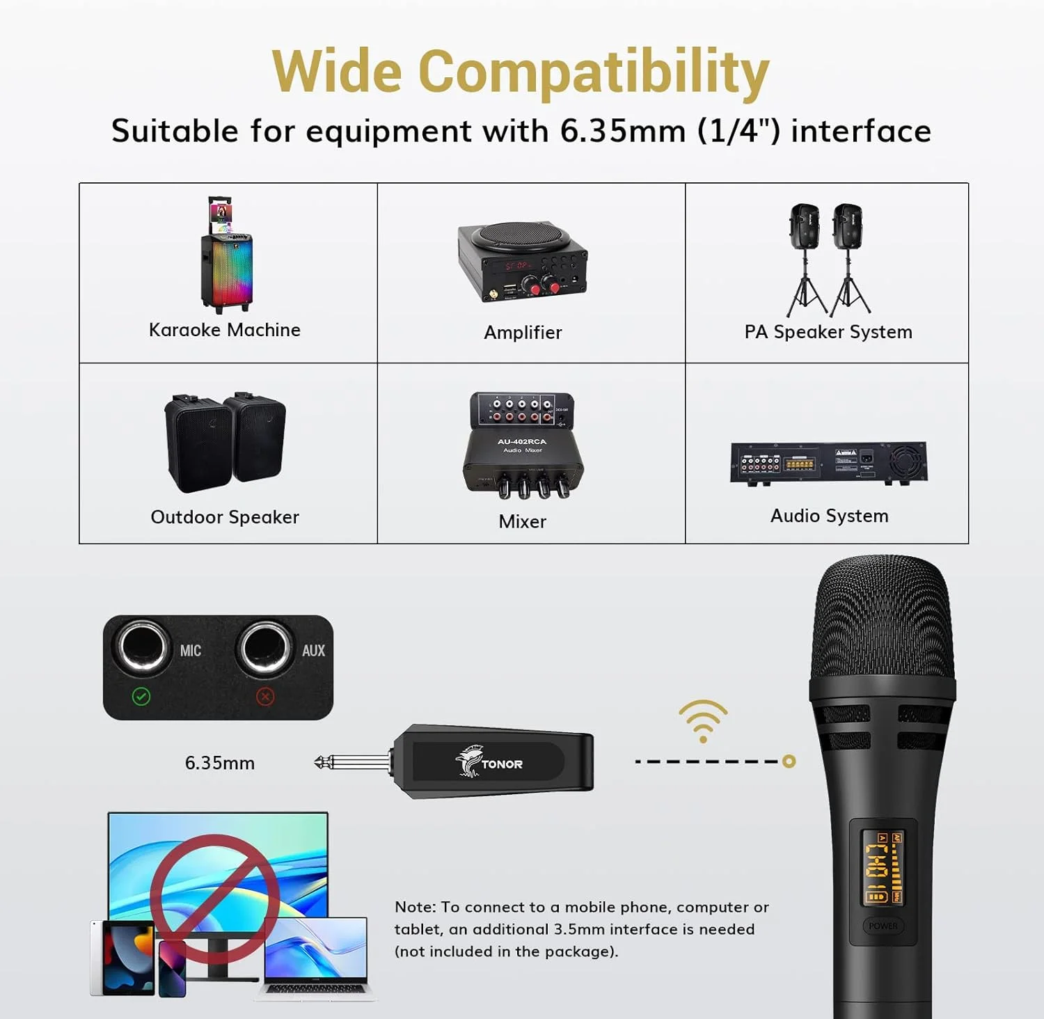 میکروفون بی سیم TONOR، سیستم میکروفون دستی بی سیم فلزی UHF با گیرنده، برای کارائوکه، آواز خواندن، مهمانی، عروسی، دی جی، سخنرانی، 60 متر (TW320) مشکی میکروفون بی سیم TONOR، سیستم میکروفون دستی بی سیم فلزی UHF با گیرنده، برای کارائوکه، آواز خواندن، مهمانی، عروسی، دی جی، سخنرانی، 60 متر (TW320) مشکی