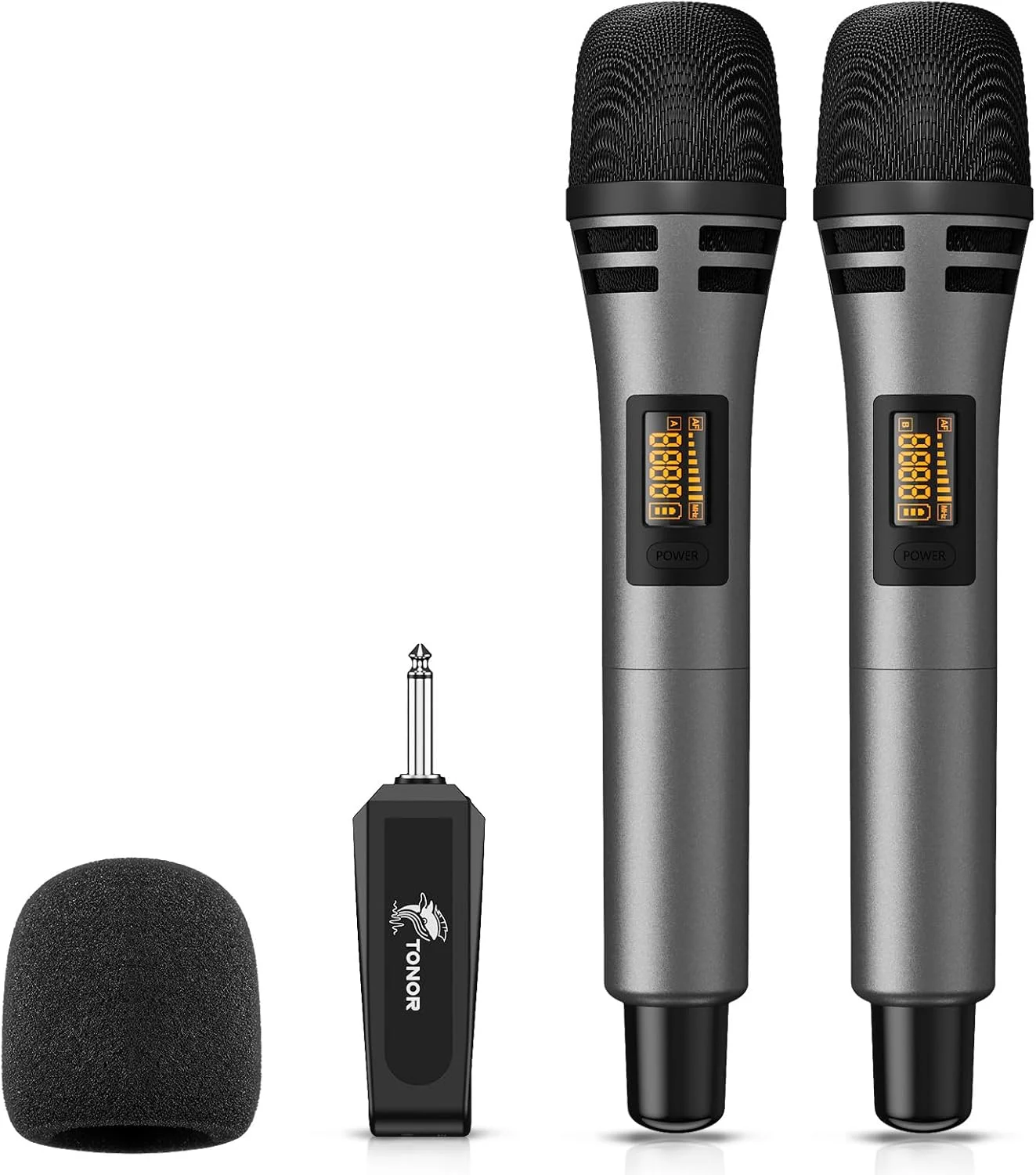 میکروفون بی سیم TONOR، سیستم میکروفون دستی دینامیک بی سیم UHF فلزی با گیرنده قابل شارژ، خروجی 1/4 اینچی برای آمپلی فایر، سیستم PA، دستگاه کارائوکه، 60 متر، خاکستری میکروفون بی سیم TONOR، سیستم میکروفون دستی دینامیک بی سیم UHF فلزی با گیرنده قابل شارژ، خروجی 1/4 اینچی برای آمپلی فایر، سیستم PA، دستگاه کارائوکه، 60 متر، خاکستری