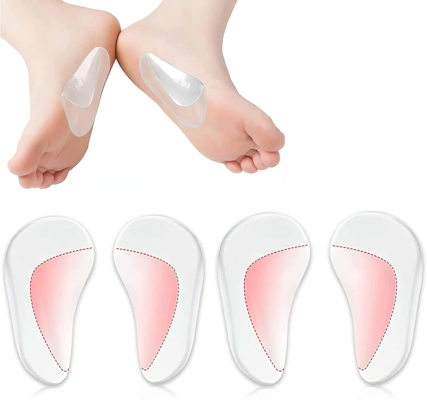 کفی طبی ELECDON برای مردان و زنان، پد سیلیکونی افزایش قد کفش برای پرونیشن اصلاحی، بالشتک کفش برای تراز کردن پا، درد زانوی ضربدری، پاهای پرانتزی