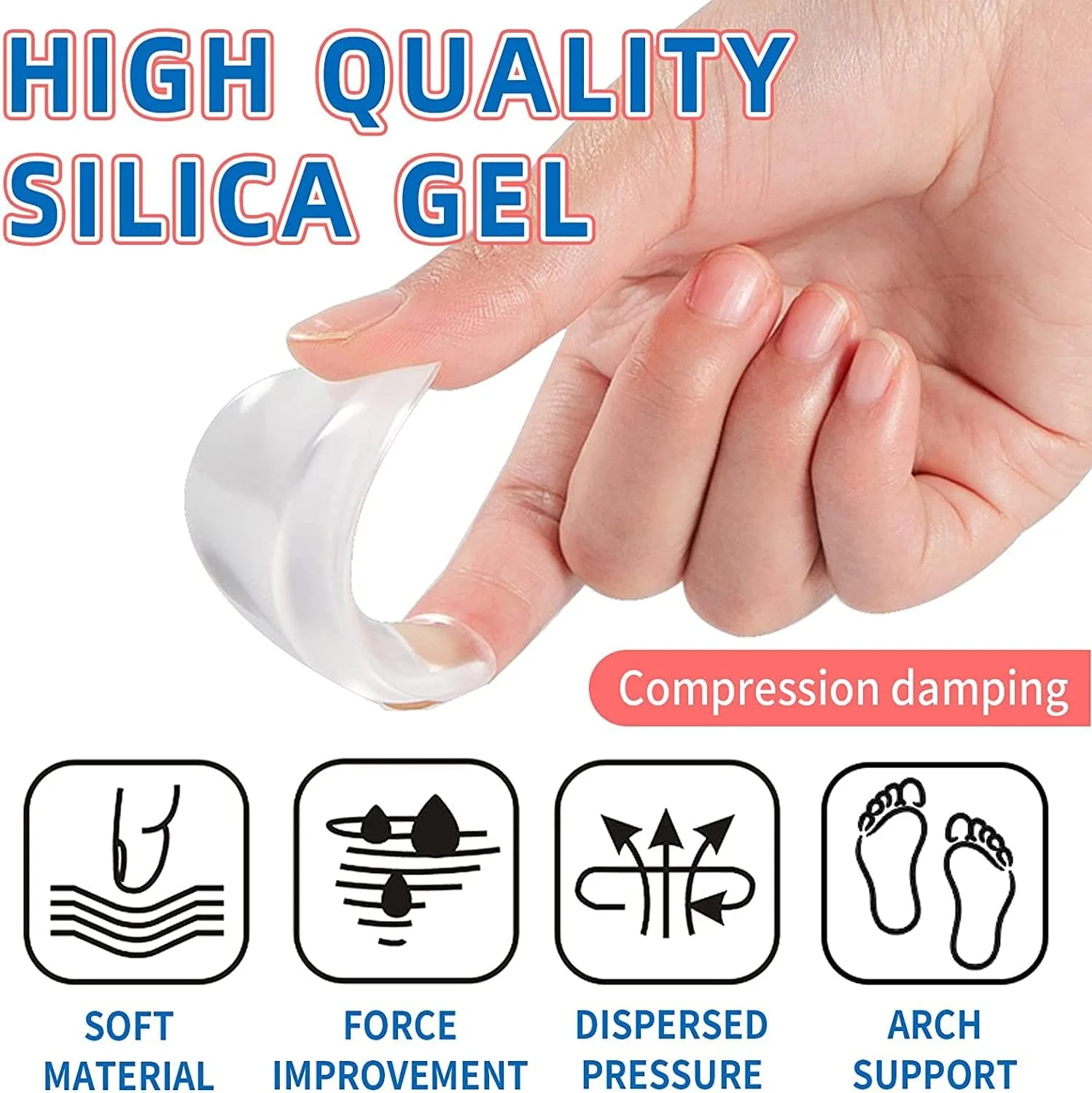 کفی طبی ELECDON برای مردان و زنان، پد سیلیکونی افزایش قد کفش برای پرونیشن اصلاحی، بالشتک کفش برای تراز کردن پا، درد زانوی ضربدری، پاهای پرانتزی