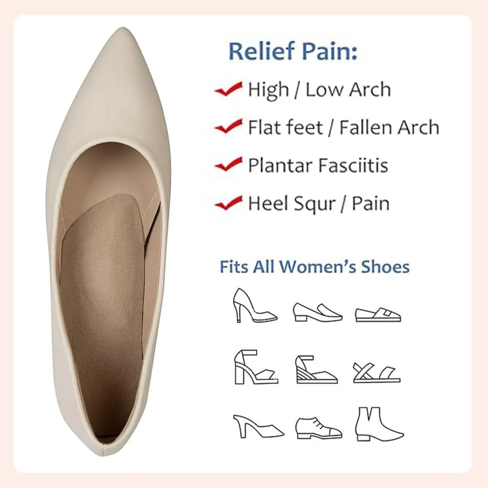 FDEETY 2 جفت کفی طبی، کفی های ژله ای با پشتیبانی از قوس پا، کفی های پلانتار برای فاشیای کف پا، کفی های صاف، کفش های ارتوپدی زنانه (L)