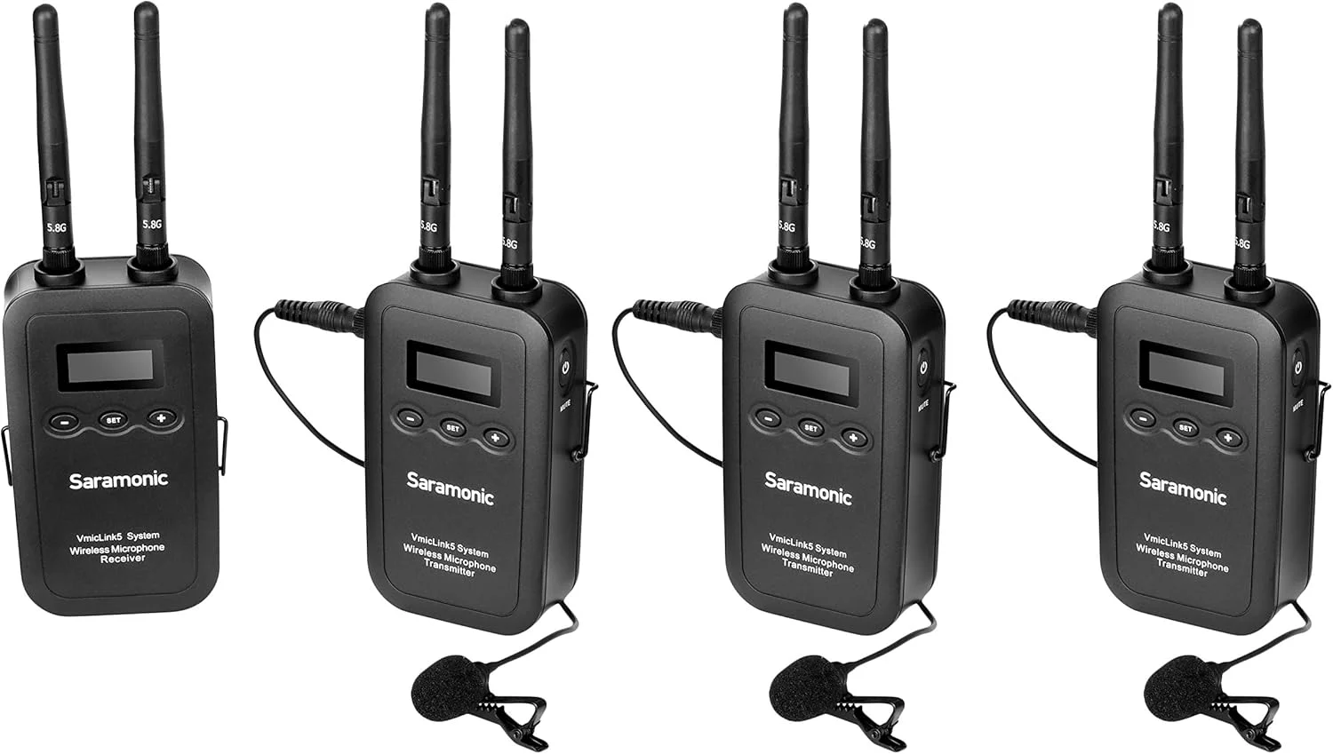 سیستم میکروفون یقه ای بی سیم 5.8 گیگاهرتزی Saramonic SRVML5/3K VmicLink5 با 3 فرستنده و 1 گیرنده برای Canon EOS T6