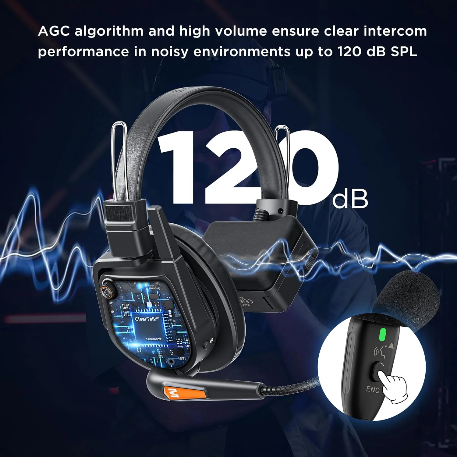 سیستم اینترکام هدست بی سیم فول دوبلکس سارامونیک WiTalk9 WT6S با فرکانس 1.9 گیگاهرتز و برد 500 متر، مناسب ارتباط از راه دور تک گوش کندانسر برای فیلم/صحنه/ویدیو/تولیدات ورزشی، تصویربرداری هوایی و فضای باز (6 کاربر)