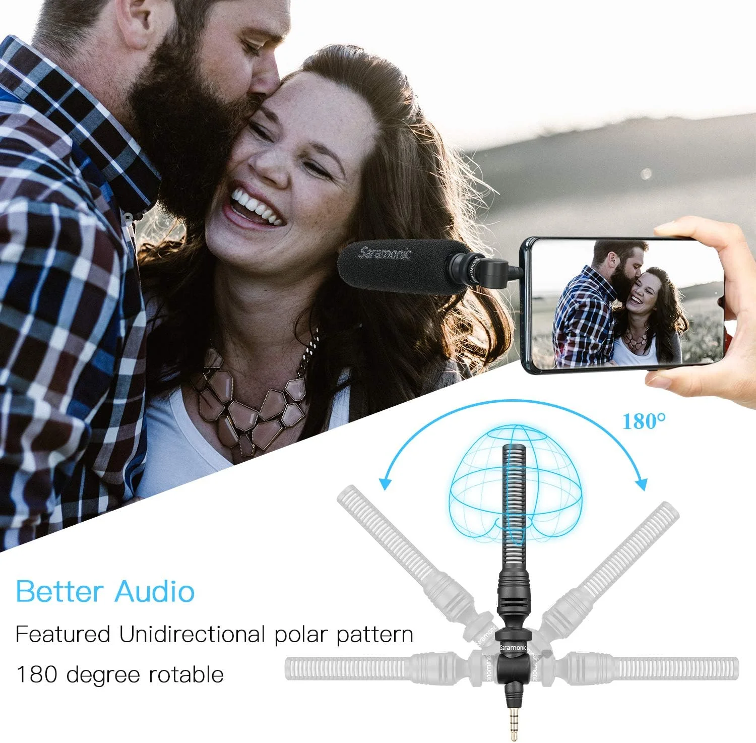 میکروفون یک طرفه سارامونیک برای دستگاه TRRS 3.5 میلی متری مناسب گوشی هوشمند، تبلت، لپ تاپ و دستگاه موبایل