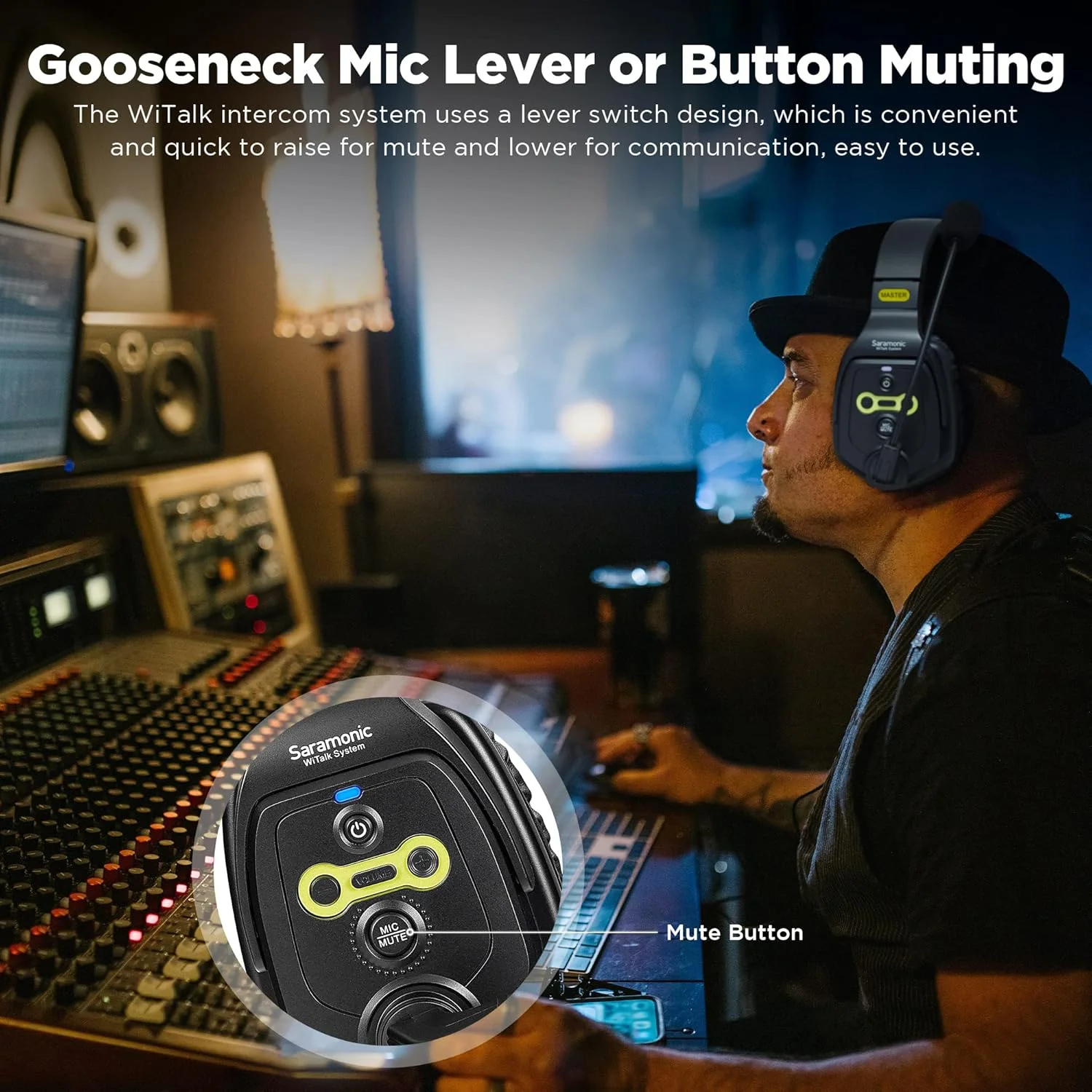 سیستم اینترکام هدست بی سیم فول دوبلکس Saramonic WiTalK، ارتباط گروهی 400 متری، هدست دو گوش WT5D با 1 هدست اصلی و 4 هدست ریموت (5 کاربر)