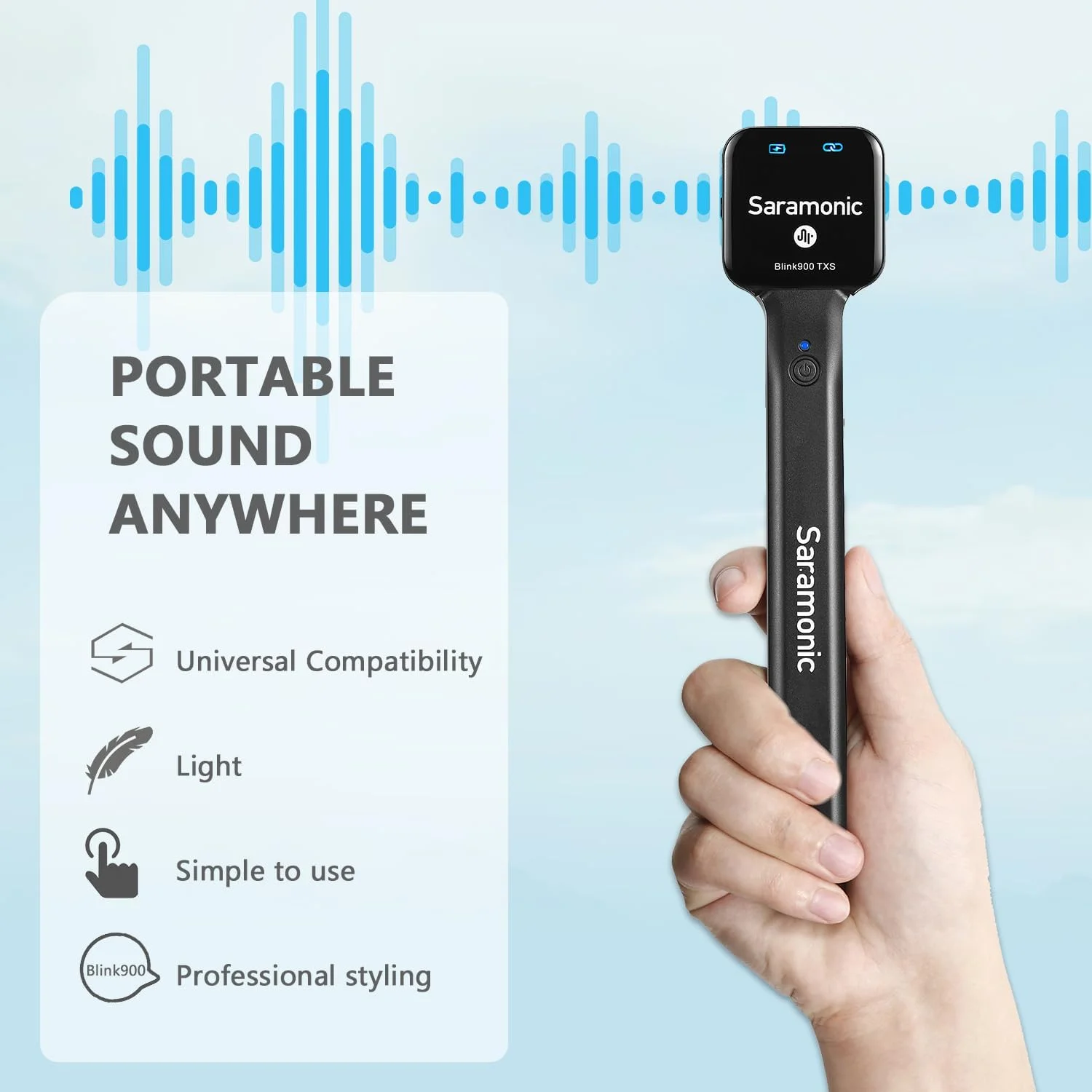 نگهدارنده میکروفون دستی بی سیم Saramonic، پایه میکروفون Blink900 HMS برای فرستنده Blink900 S1/S2/S3/S4/S5/S6، مناسب مصاحبه، فیلم گزارش، استیج، بلندگو، آمپلی فایر، میکسر، آیفون، دوربین، لپ تاپ