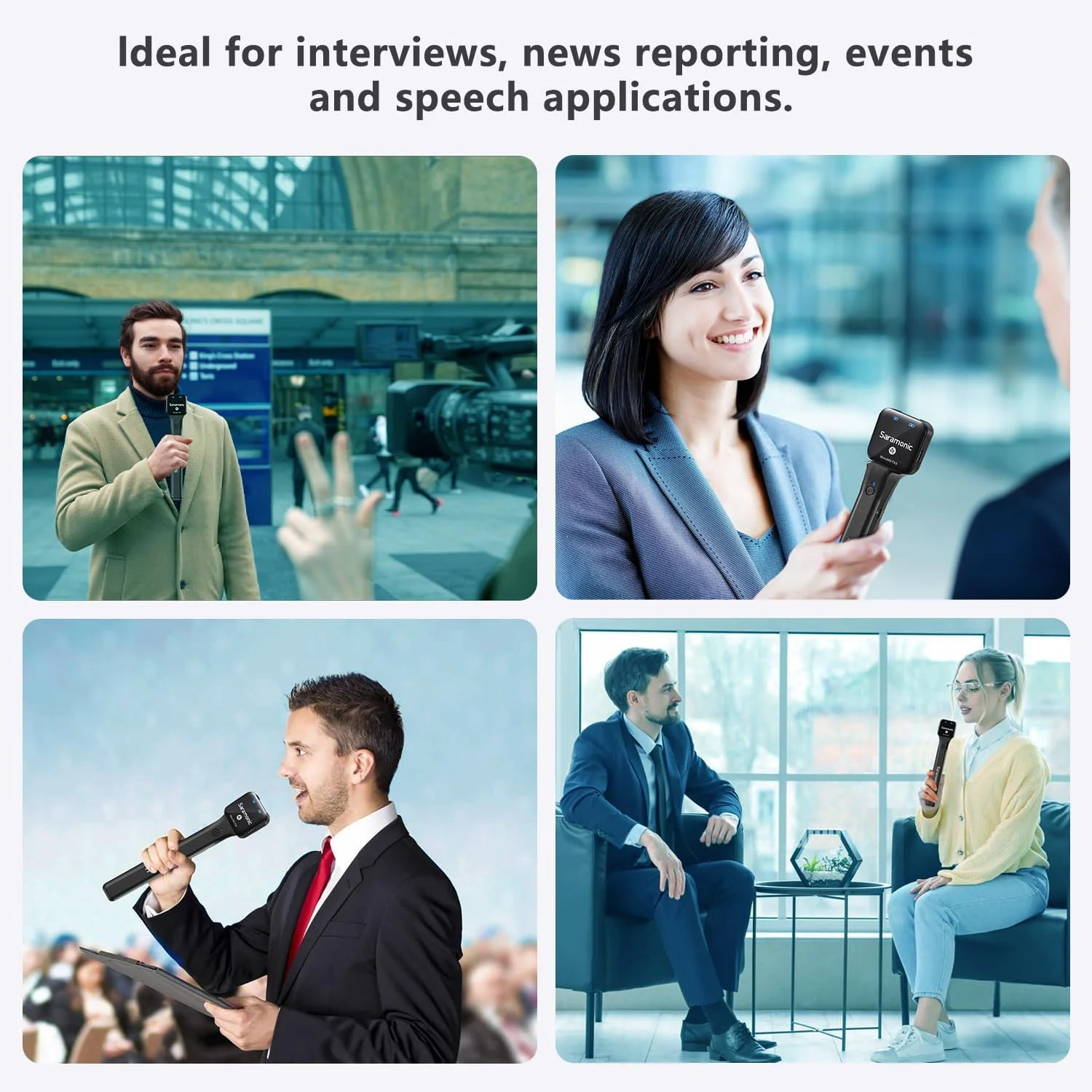 نگهدارنده میکروفون دستی بی سیم Saramonic، پایه میکروفون Blink900 HMS برای فرستنده Blink900 S1/S2/S3/S4/S5/S6، مناسب مصاحبه، فیلم گزارش، استیج، بلندگو، آمپلی فایر، میکسر، آیفون، دوربین، لپ تاپ